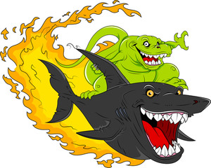 Dinosaur Riding A Shark Royalty-Free Stock Vector SBI-300468923 ...