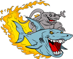 Dinosaur Riding A Shark Royalty-Free Stock Vector SBI-300468926 ...