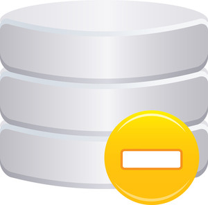 Grey Database Icon With Yellow Minus Sign On White Background Royalty ...