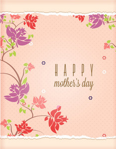 Mother's Day Vector Illustration With Spring Flowers And Torn Paper ...