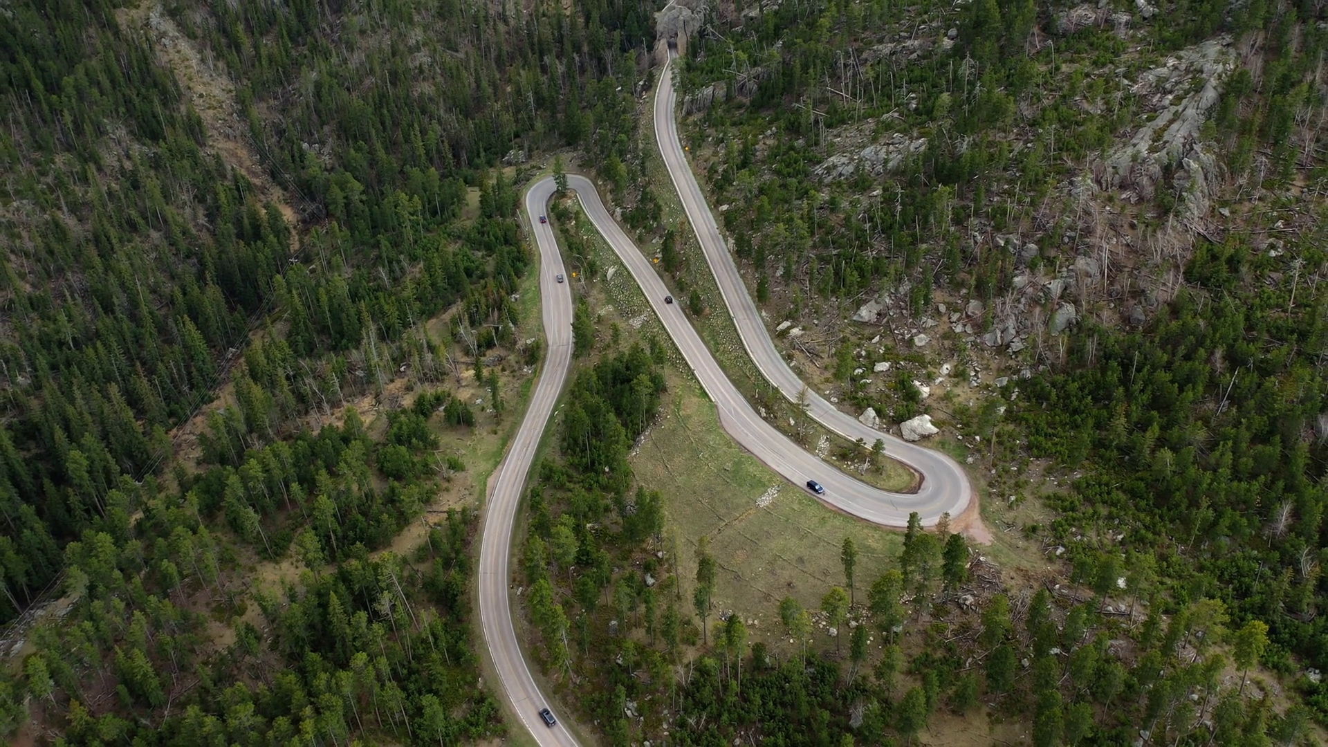 Cars Navigate Switchback On Windy Road In Stock Footage SBV-348392037 ...