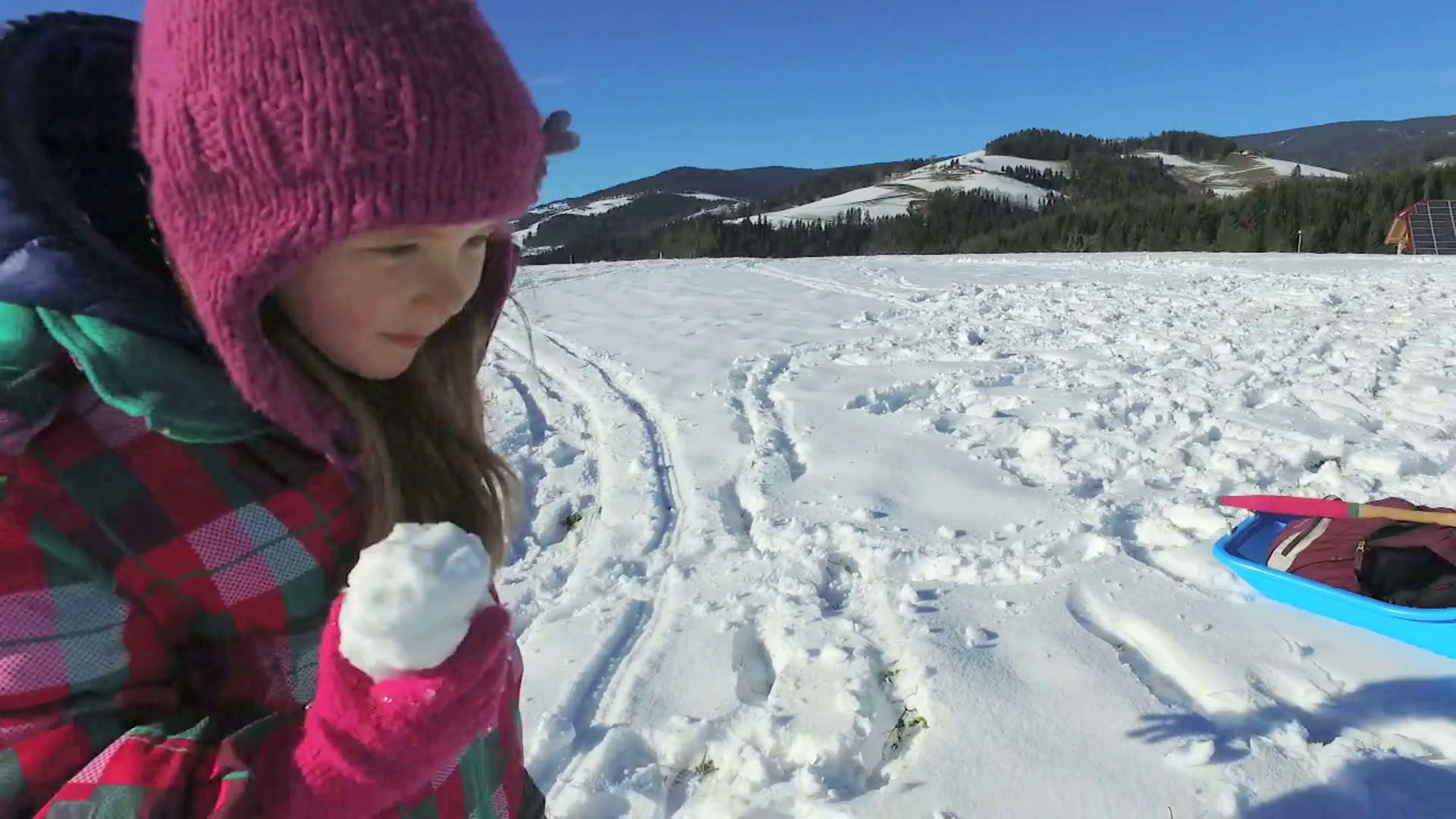 Child Enjoying Snow Treat In Mountains Stock Footage SBV-314113484 ...