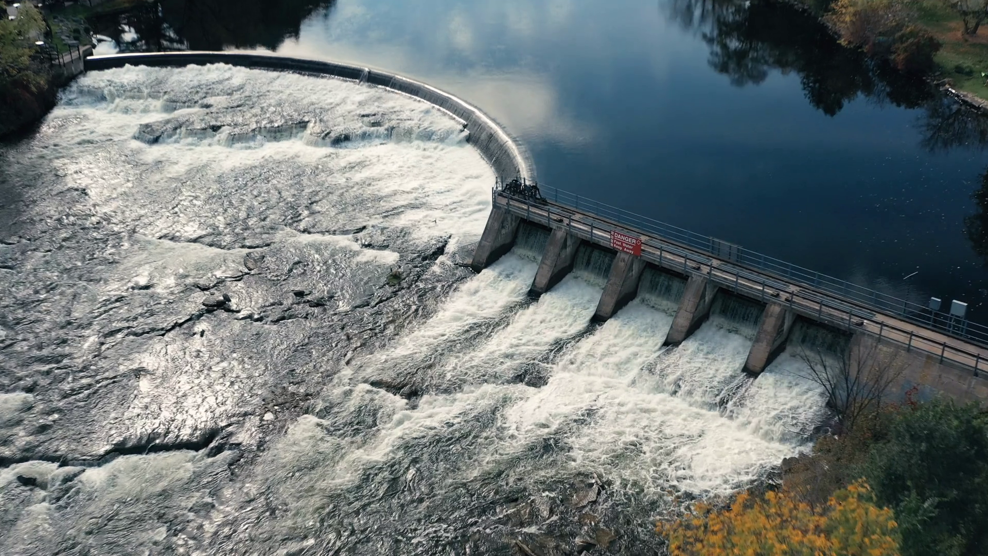 Aerial Urban Water Dam On Small River In Stock Footage SBV-352047588 ...