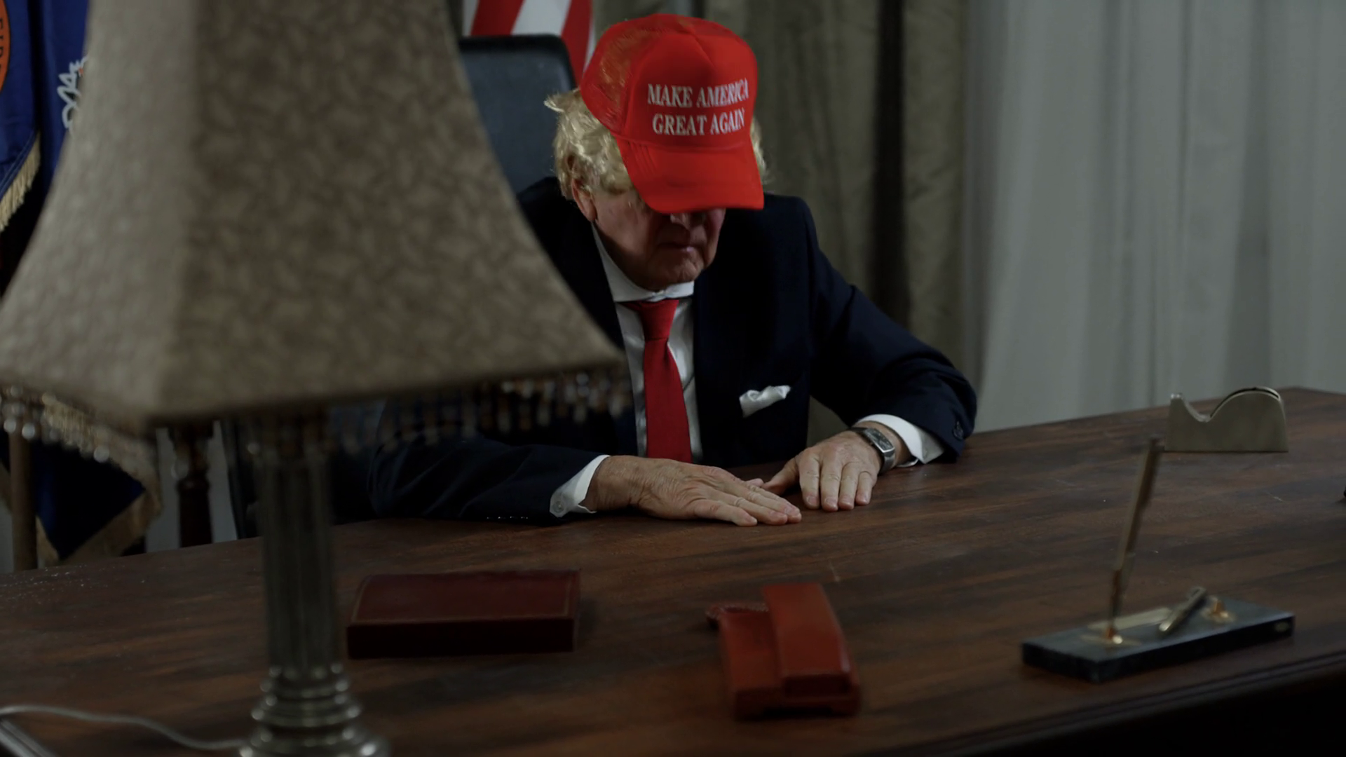 President Trump Overwhelmed With Job At Desk Stock Footage SBV ...