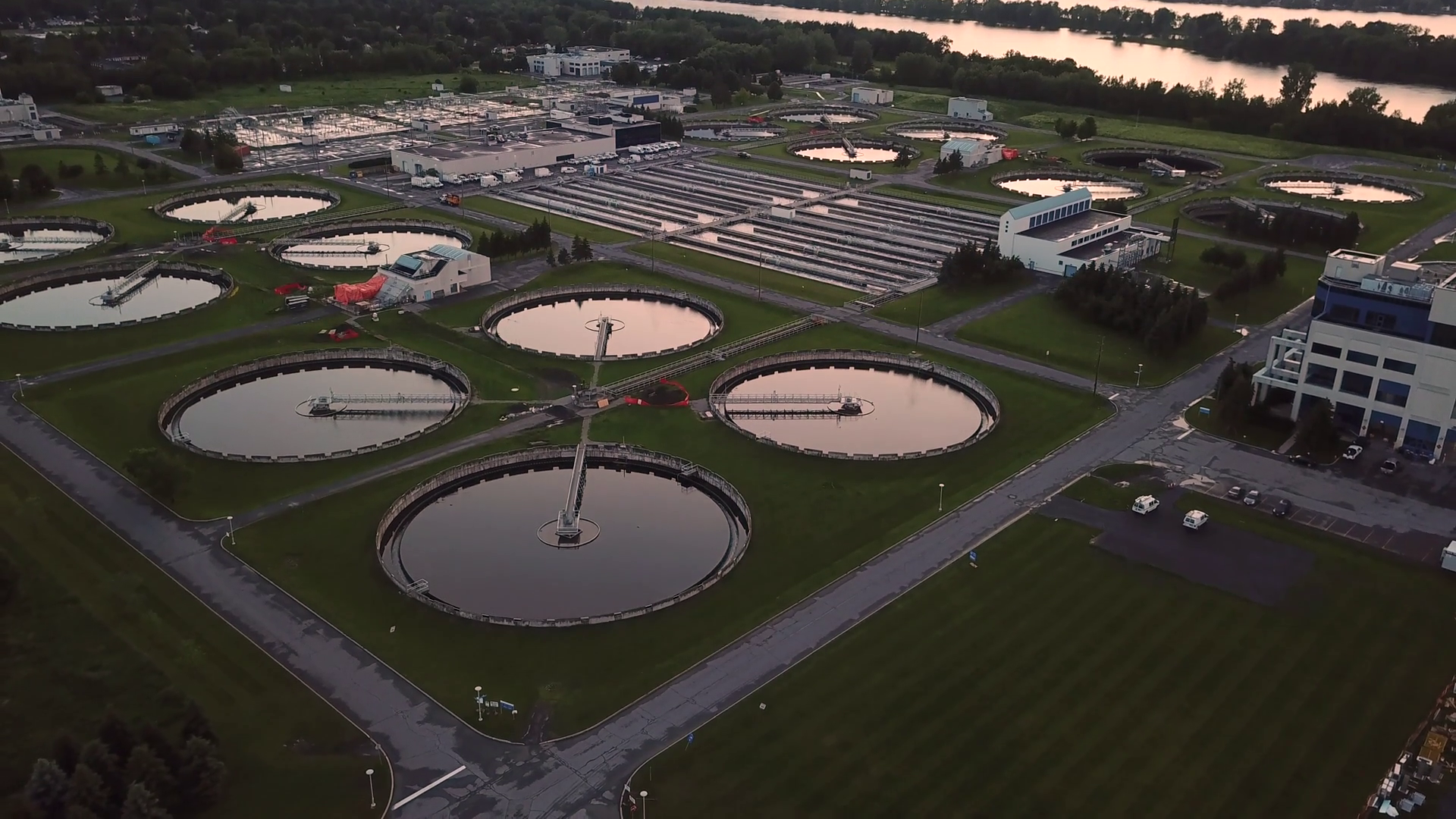 Sewage Treatment Aerial Rising Aerial Of Stock Footage SBV-348399720 ...