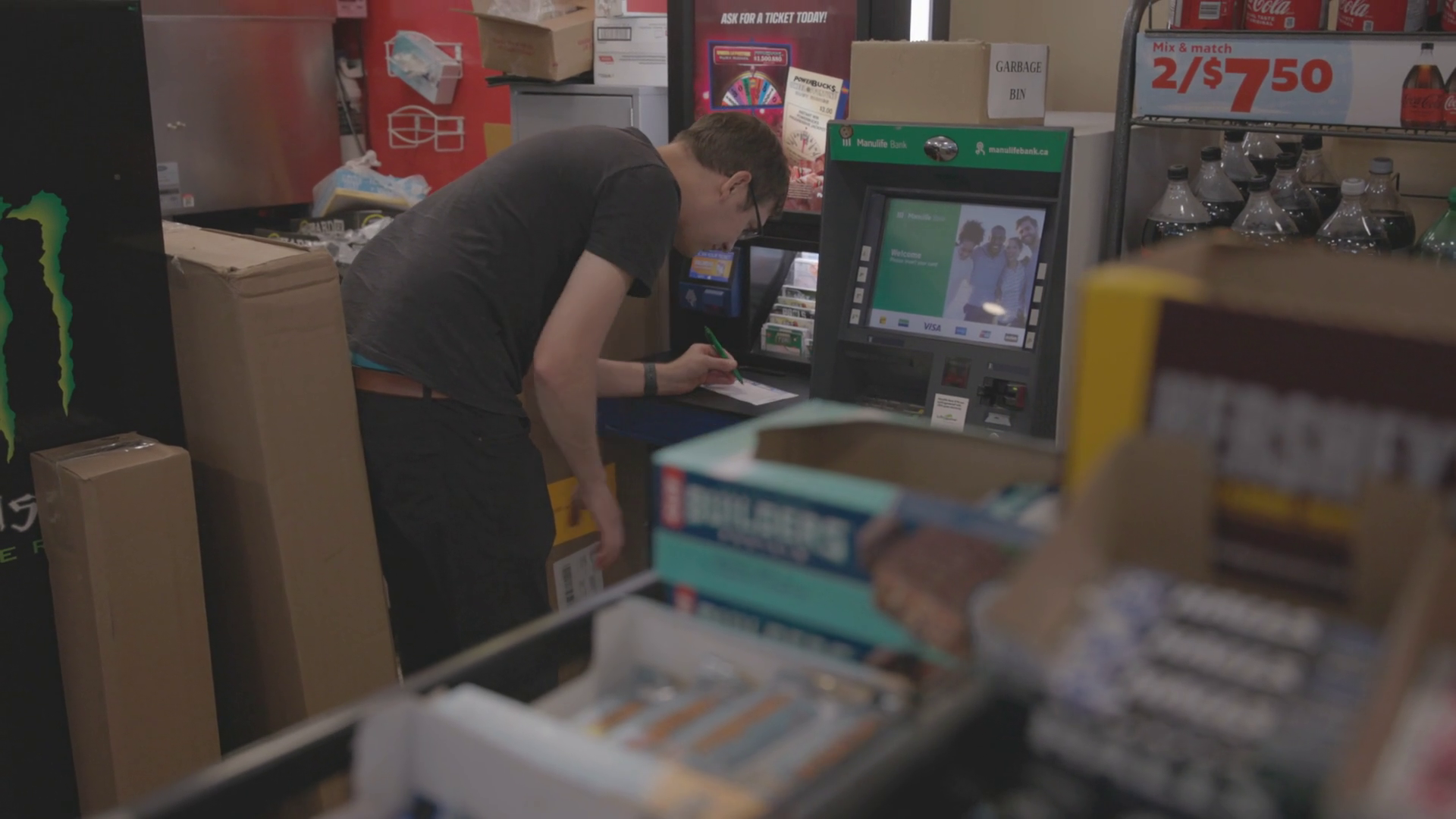 Wide Shot Of Man Filling Out Lottery Numbers Stock Footage SBV ...