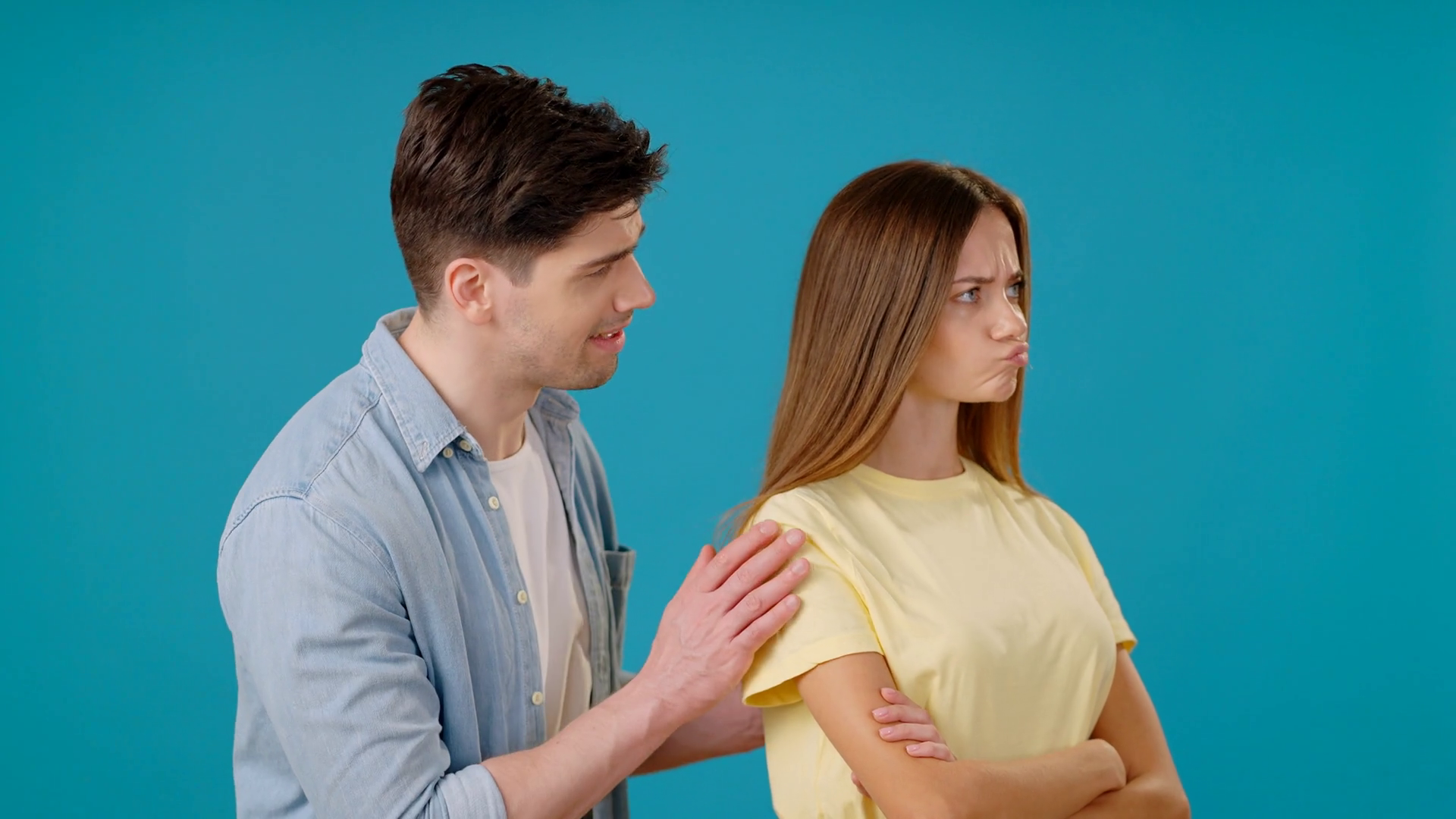Man Speaks Soothingly To Upset Woman Lady Stock Footage SBV-347786203 ...