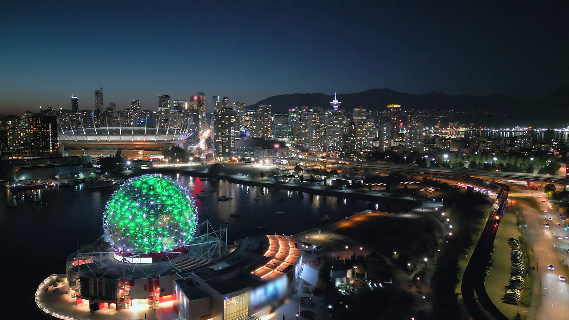 Aerial View On Downtown Of Vancouver At Night Stock Footage SBV ...