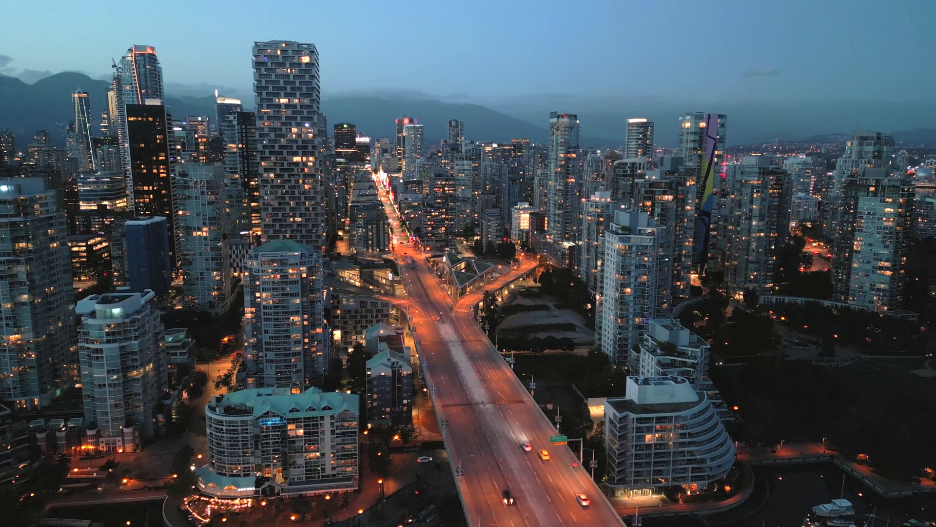 Downtown Of Vancouver At Night Traffic On Stock Footage SBV-348978685 ...