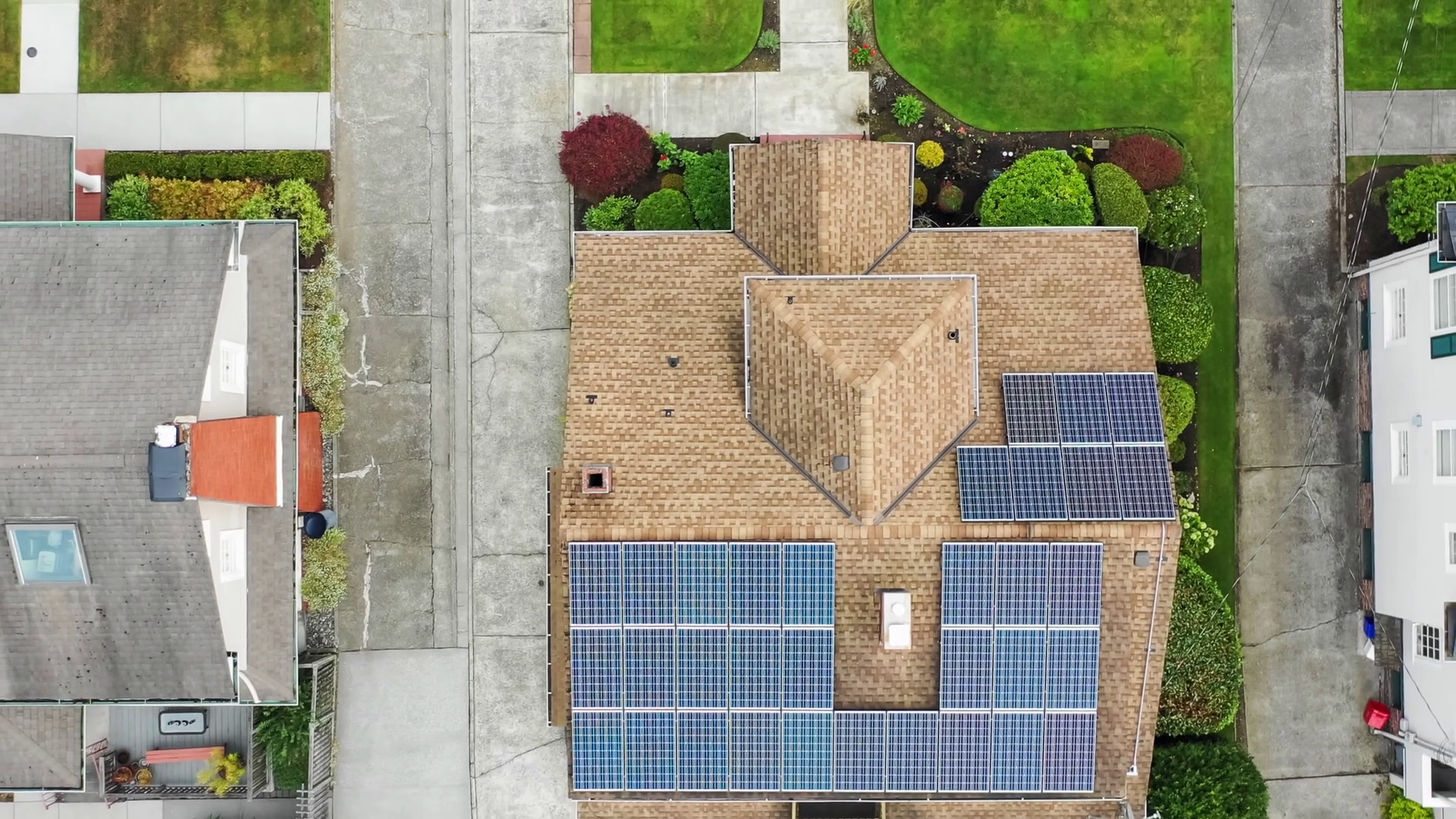 Aerial View Of Suburban Home Rooftop With Stock Footage SBV-326886642 ...
