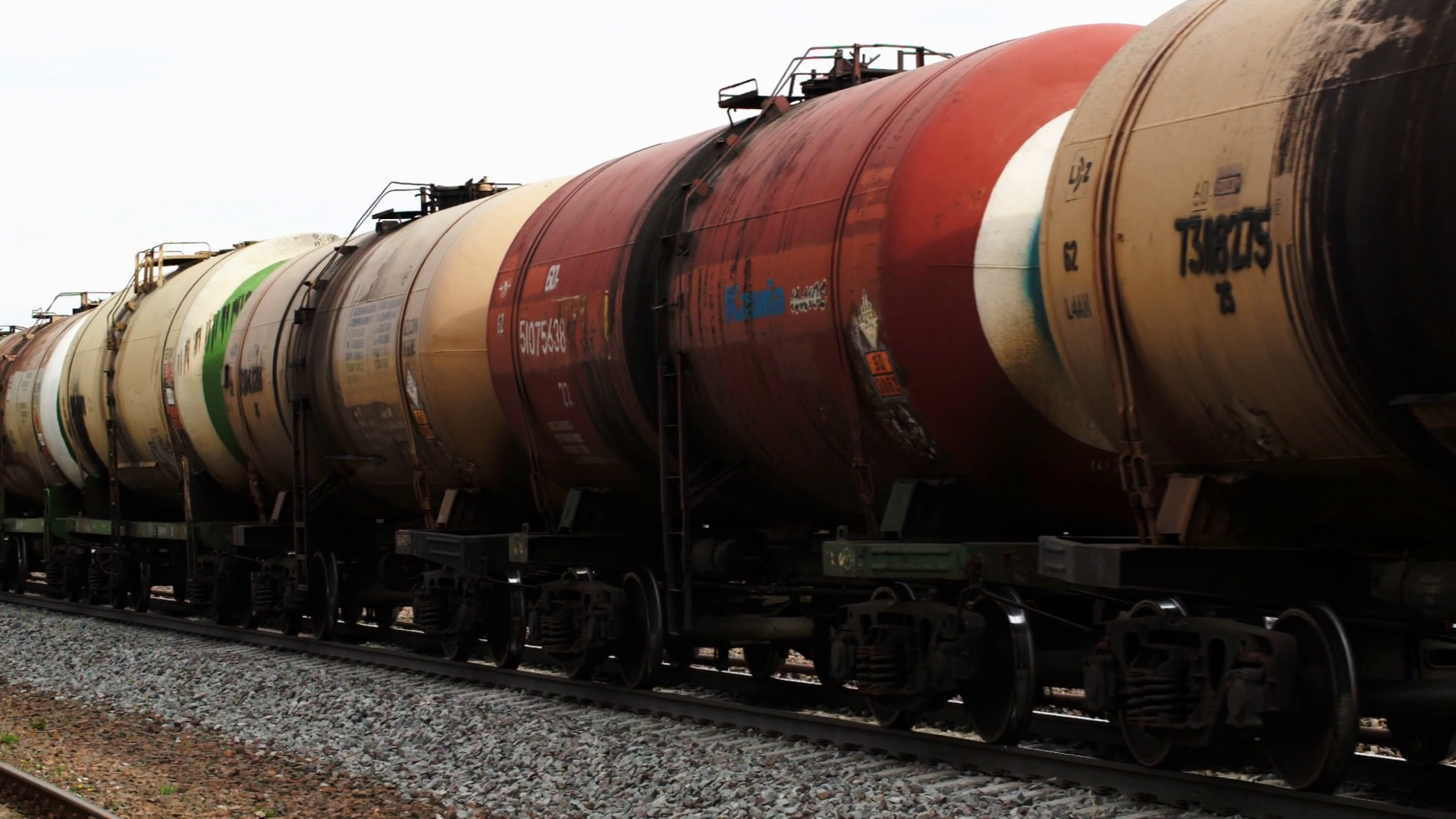 Dolly Shot Of Freight Train With Tank Wagons Stock Footage SBV ...
