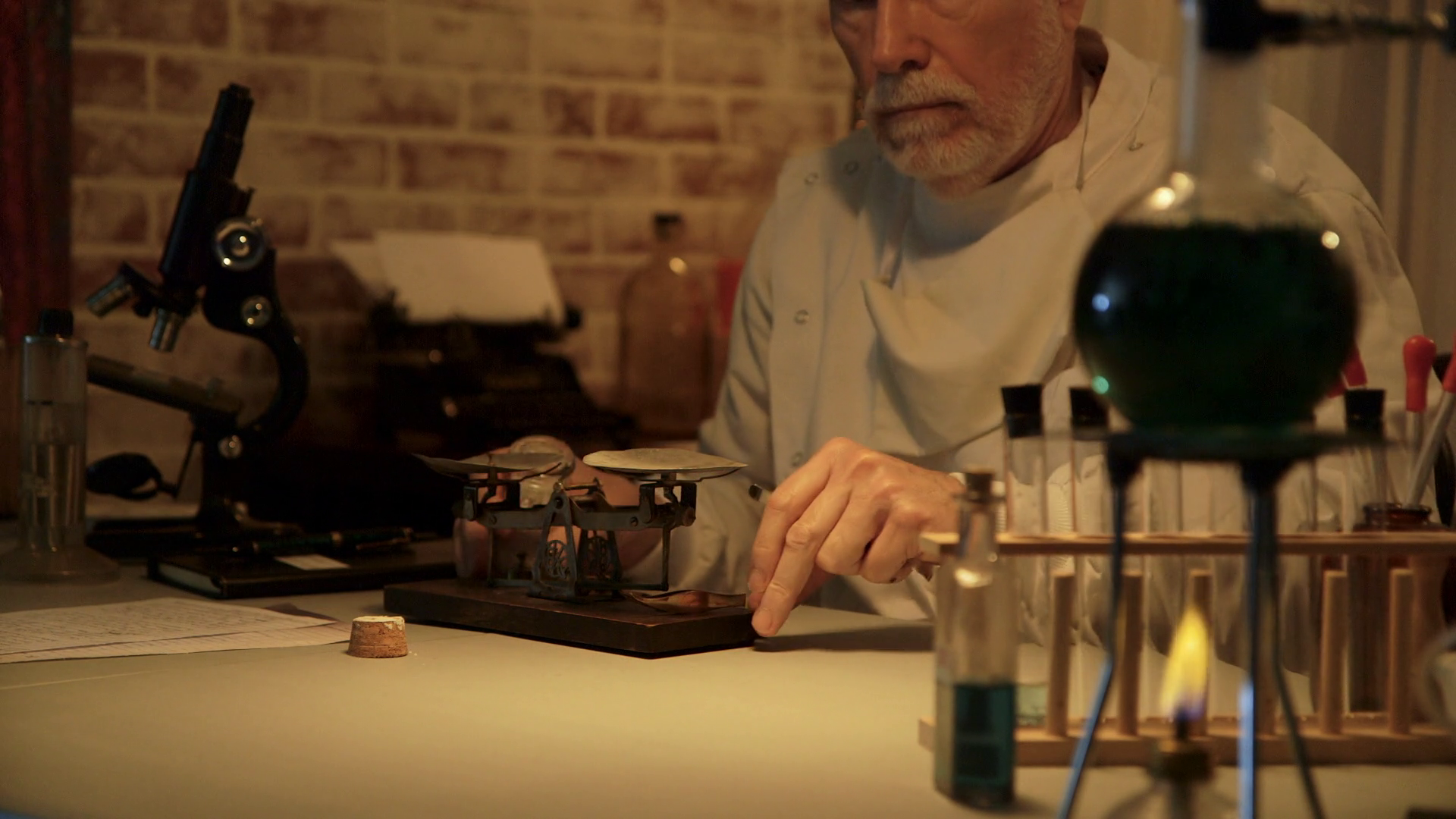 Vintage Doctor Scientist Using Scale To Stock Footage SBV-352181036 ...
