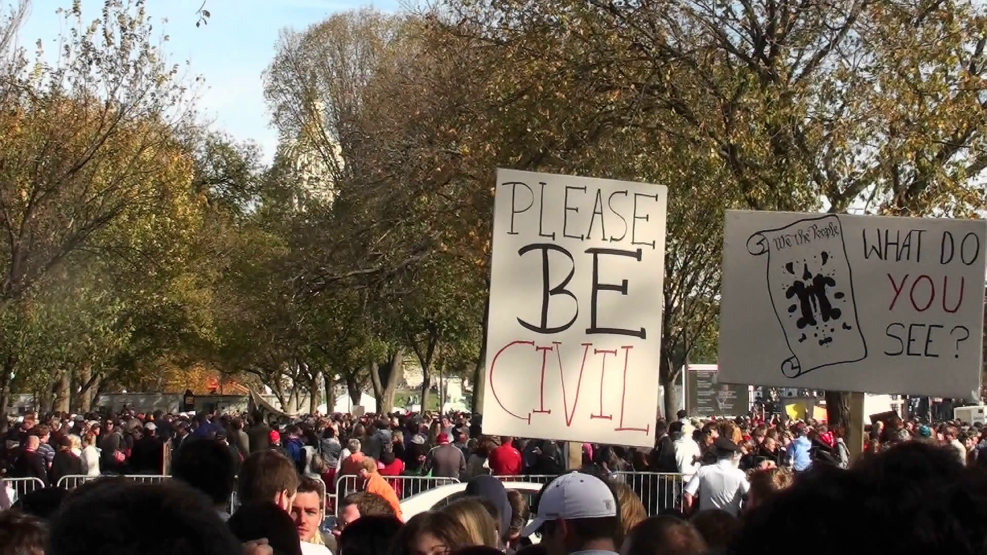 A Sign At Political Rally Implores People To Stock Footage SBV ...