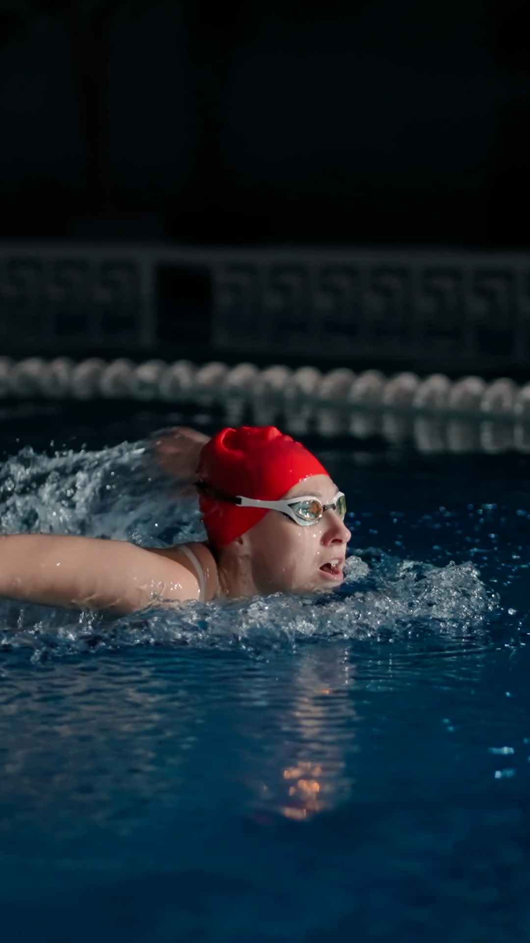 Dramatic Splash In Dimly Lit Indoor Pool Stock Footage SBV-353388644 ...