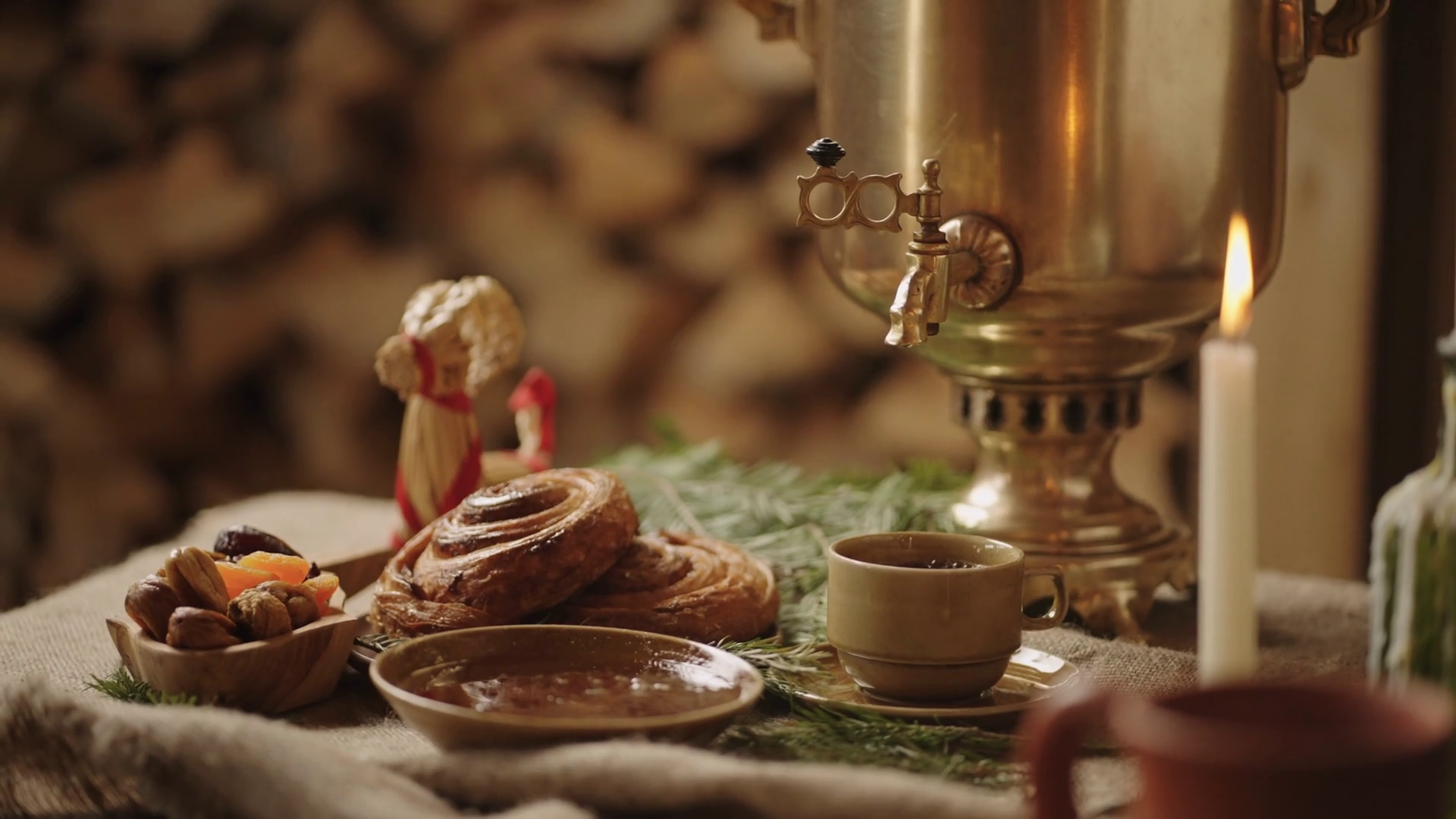 Old Slavic Tradition To Drink Tea From Stock Footage SBV-347796517 ...