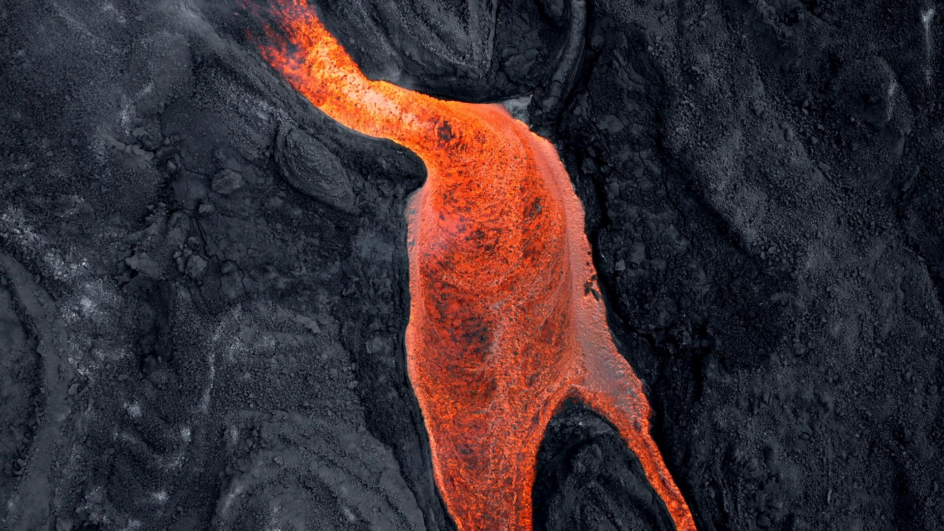 Drone Perspective Of Lava Streaming From Stock Footage SBV-351655703 ...