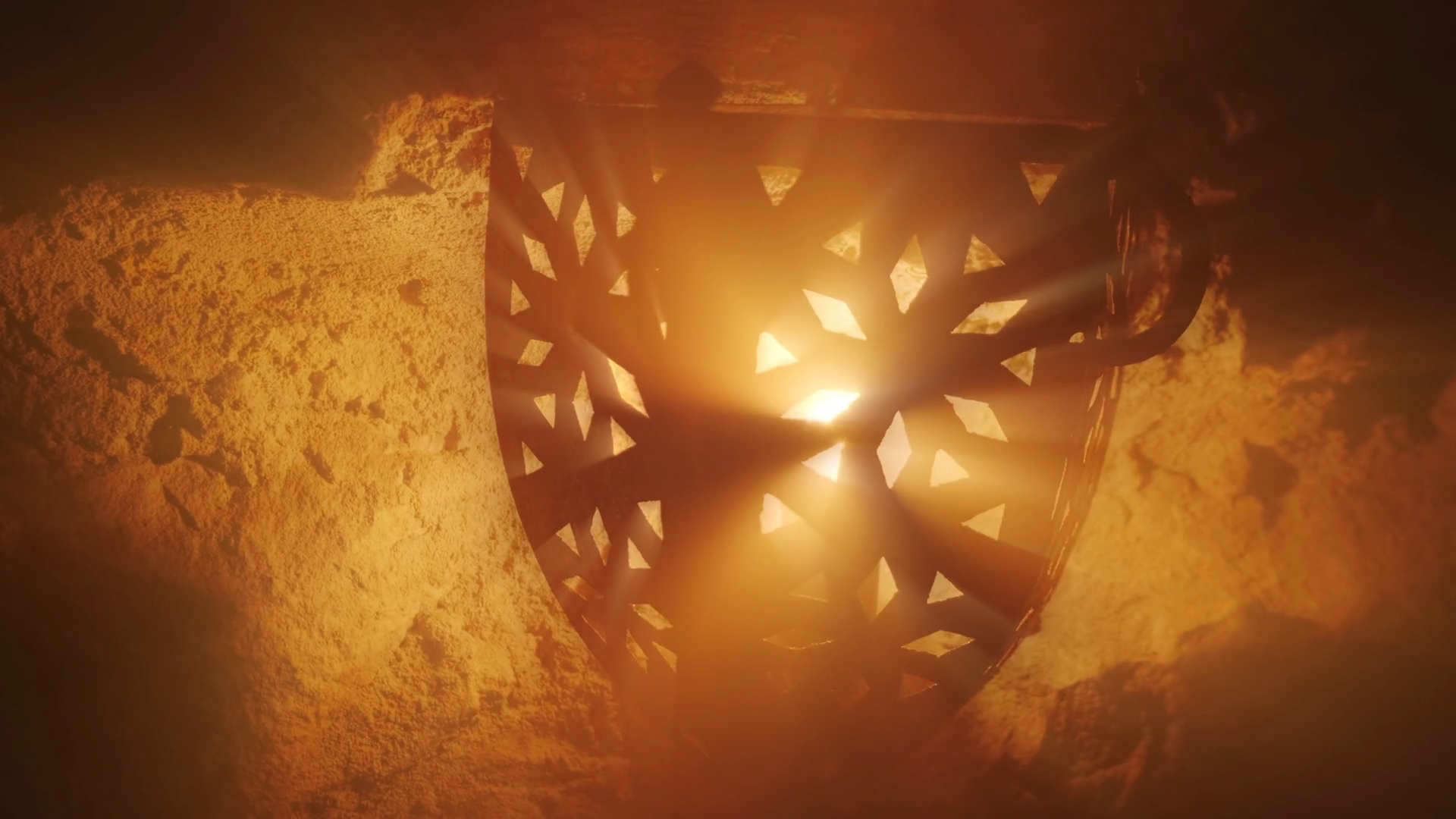 Decorative Old Lantern With Warm Light Rays Stock Footage SBV-349391324 ...