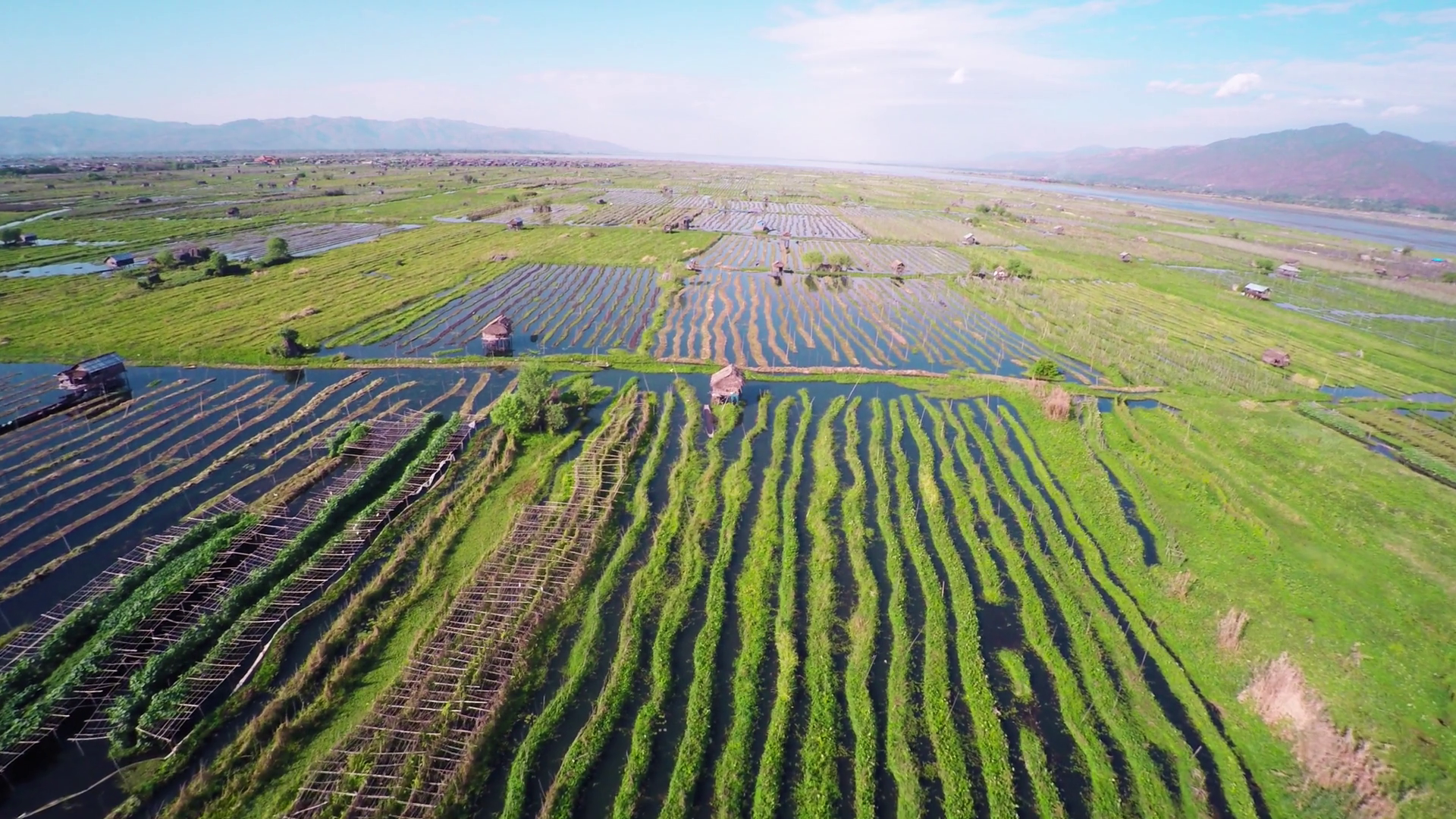 Flying Over Floating Gardens On Inle Lake Stock Footage SBV-348717527 ...
