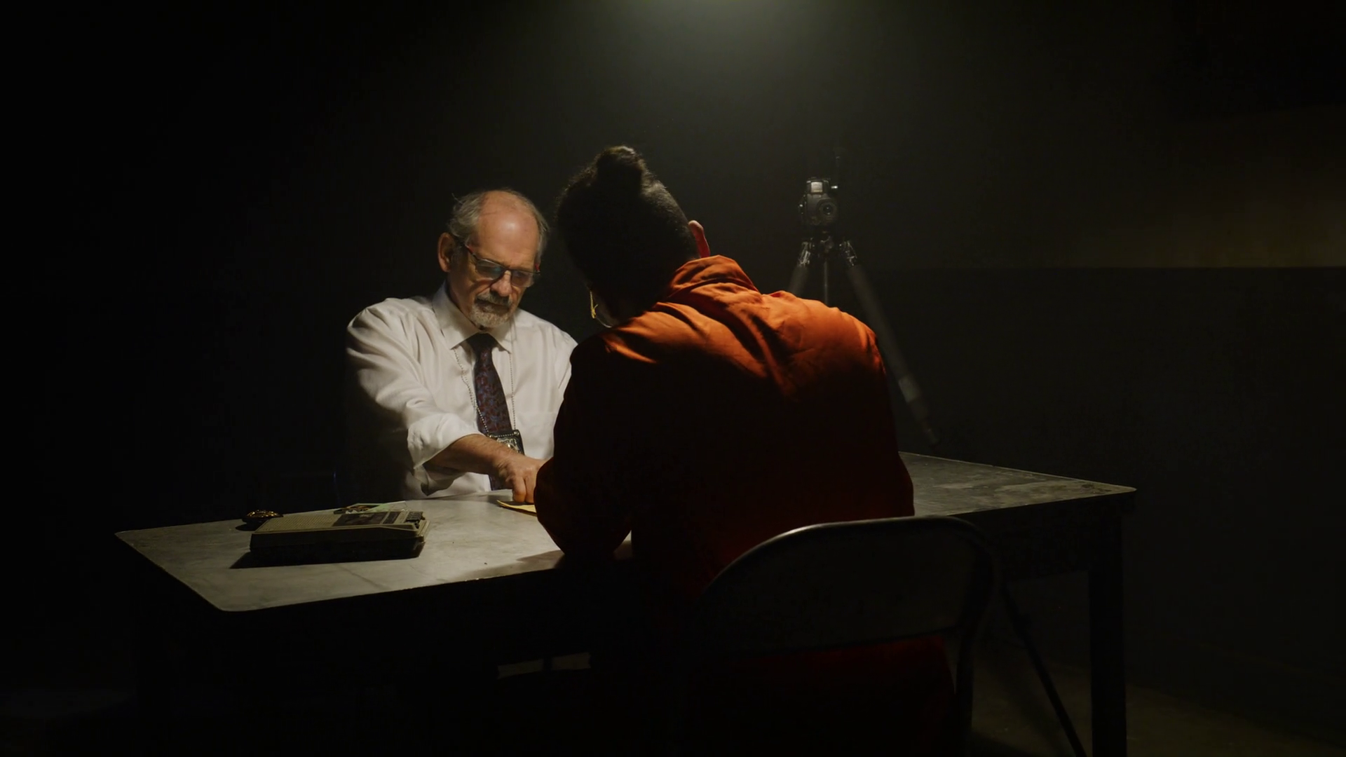 Police Interrogation Scene In Dark Room Back Stock Footage SBV ...