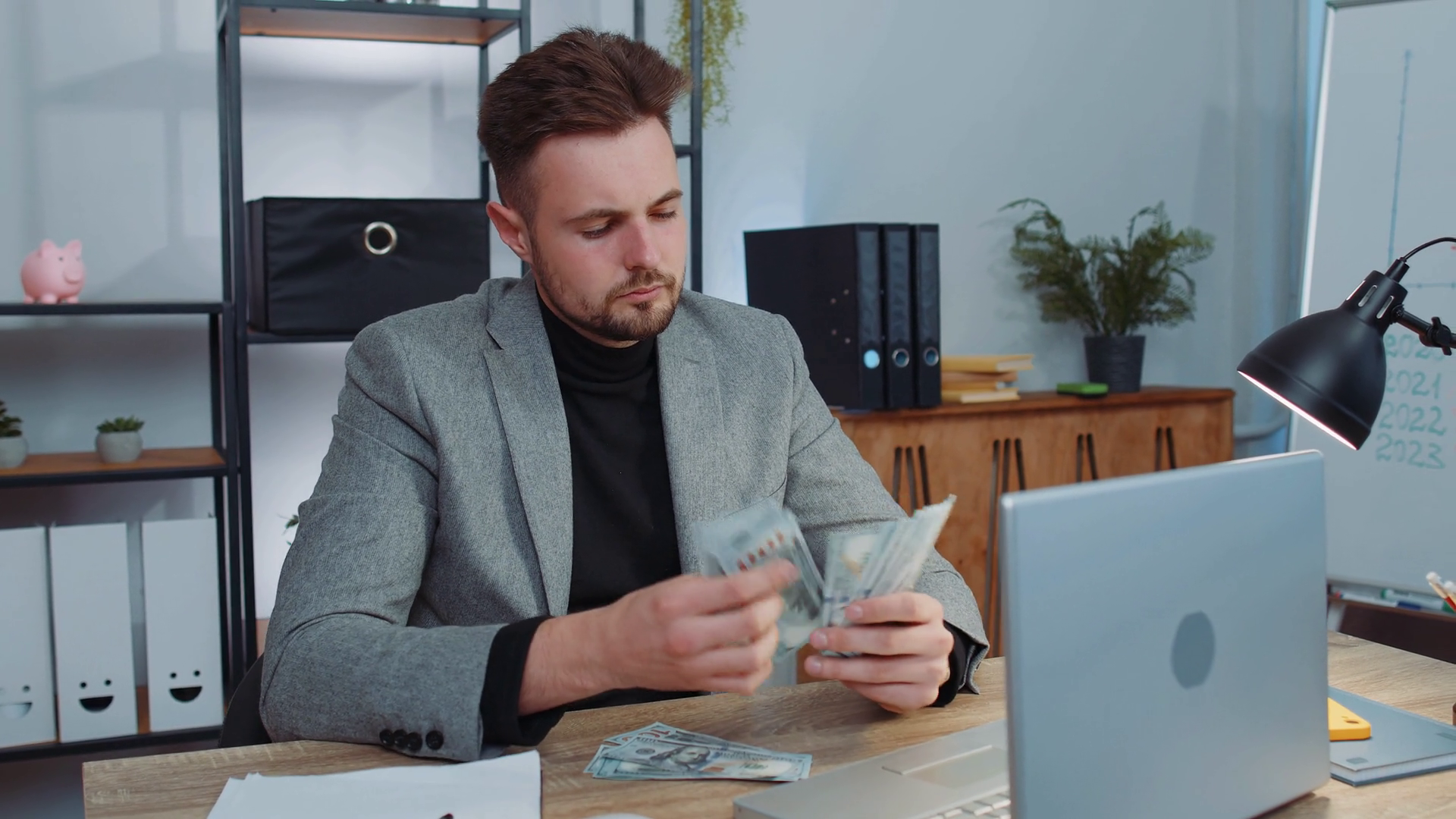 Rich Businessman In Suit Working On Laptop Stock Footage SBV-352268646 ...