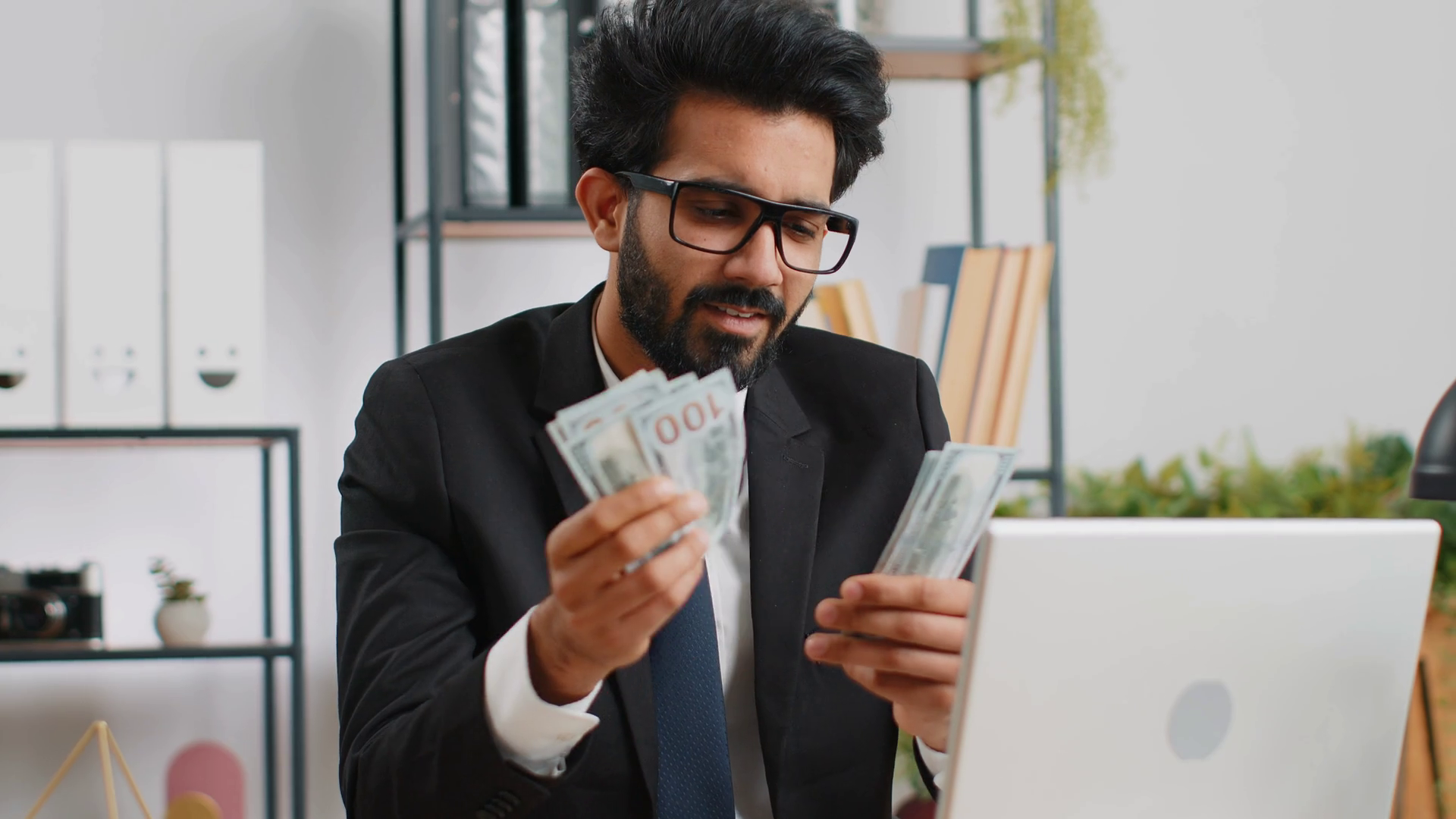 Rich Businessman In Suit Working On Laptop Stock Footage SBV-352242229 ...