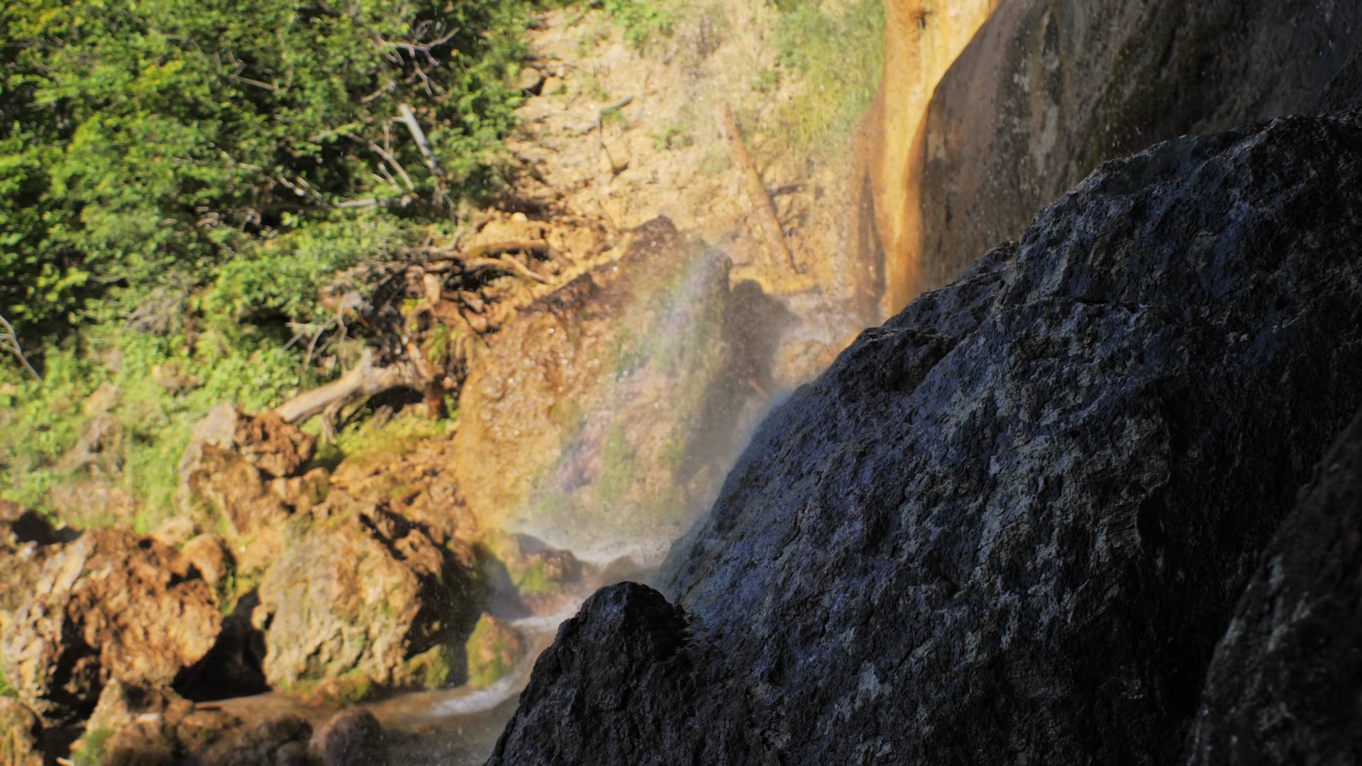 The Water Hits Rocks Waterfall In Forest 4k Stock Footage SBV-354342998 ...