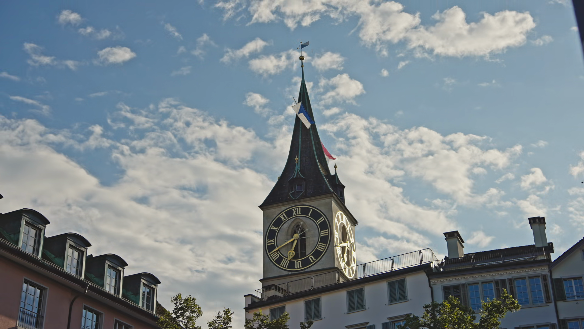 Zurich Clock Tower Timelapse With Moving Stock Footage SBV-353702220 ...