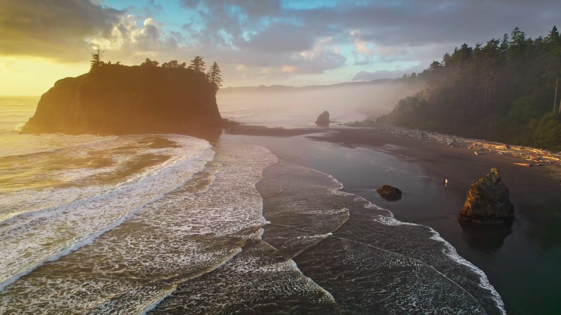 Flying Over Ruby Beach At Sunset Oregon Stock Footage SBV-352053196 ...