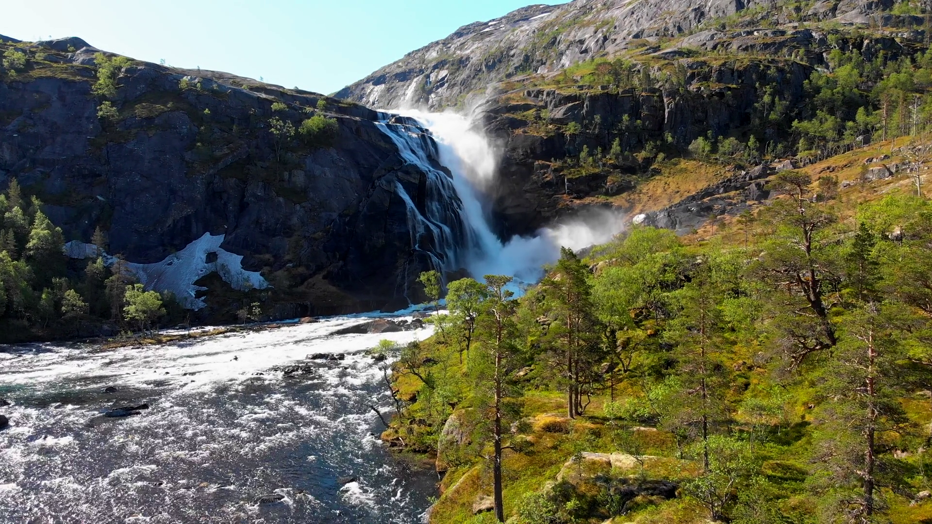Norway Landscape With Waterfall River Stock Footage SBV-352224362 ...