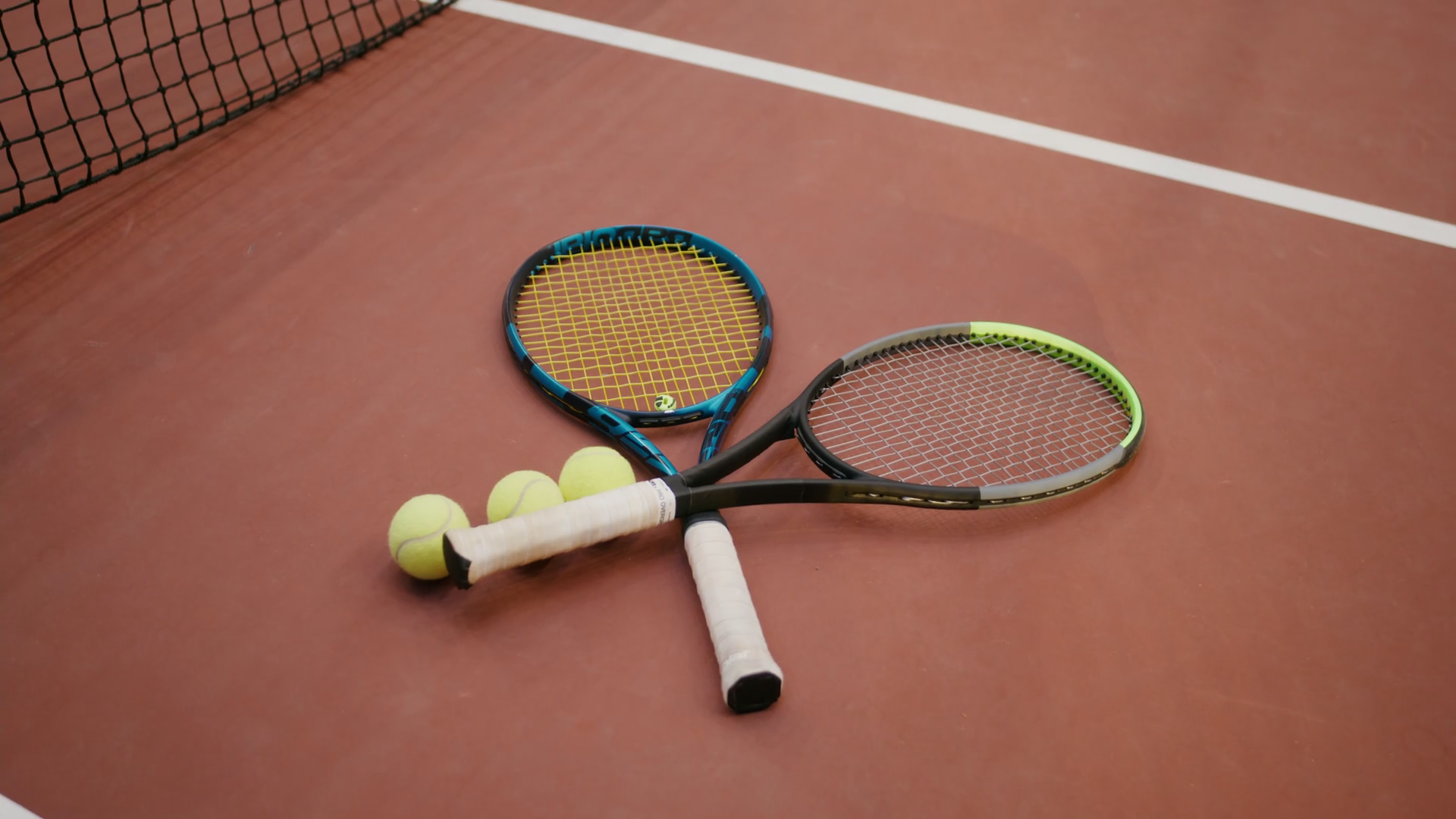 Tennis Rackets Lie On On Tennis Court Tennis Stock Footage SBV ...