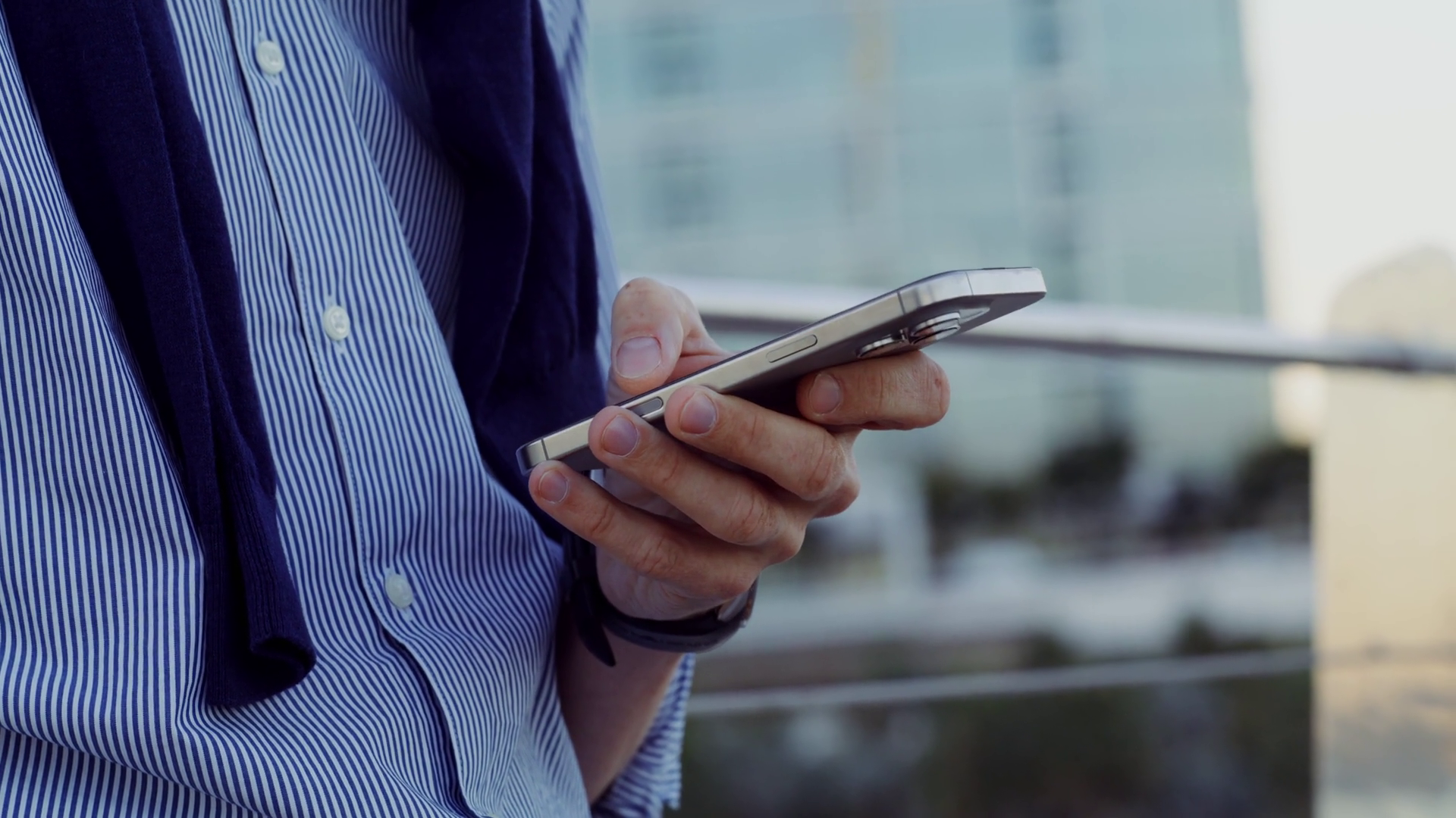 A Businessman Uses Mobile Phone Standing In Stock Footage SBV-351837023 ...