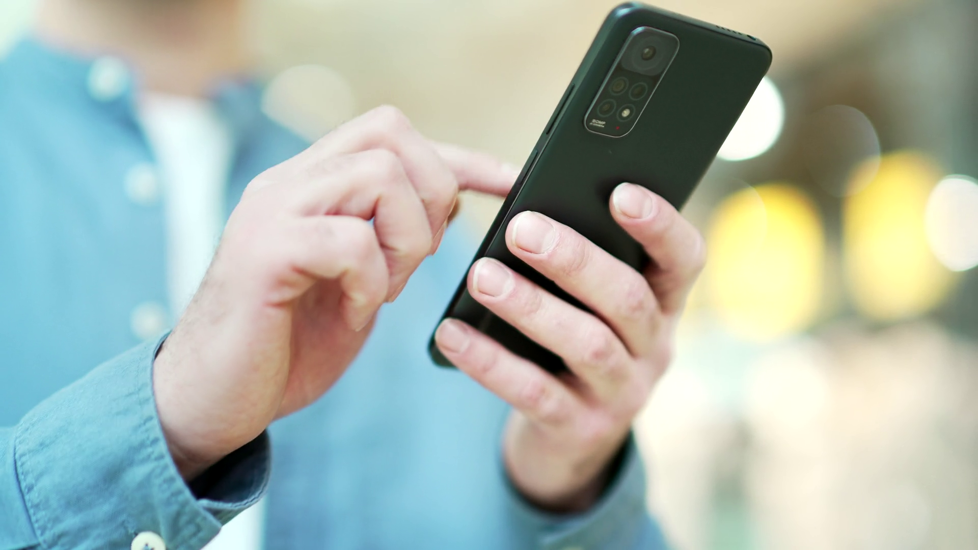 Lose Up Male Hand Using Smartphone Stock Footage SBV-352100844 ...