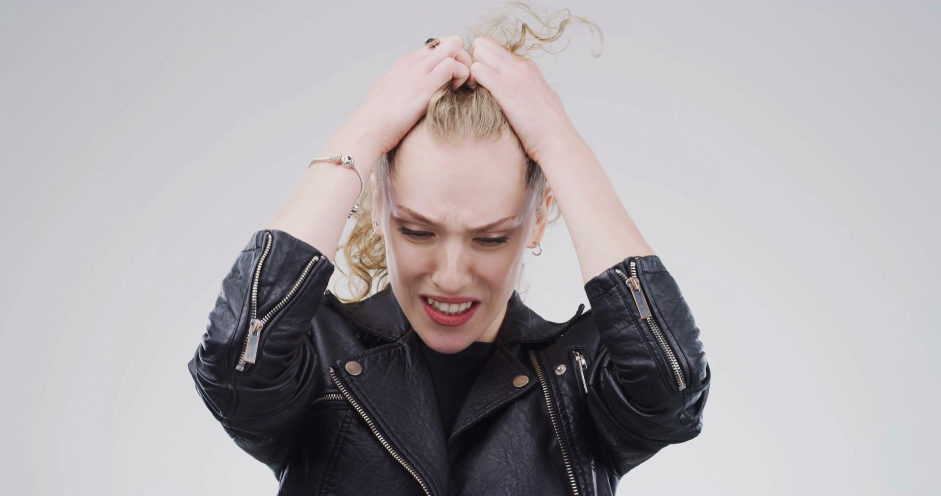 Stress Frustrated Face Of Woman On White Stock Footage SBV-353428307 ...