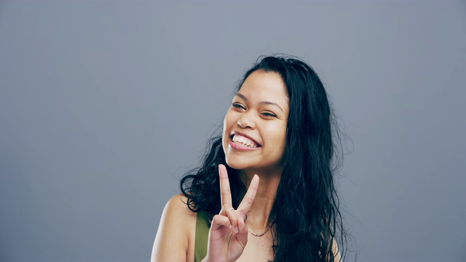 Happy Face Woman With Hands Peace Sign Stock Footage SBV-354276198 ...