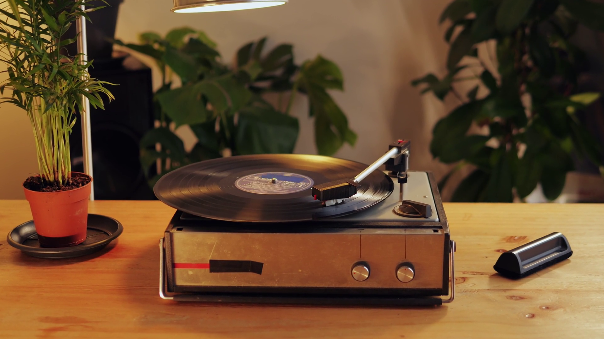 Retro Vinyl Record Player Playing Music Stock Footage SBV-349373843 ...