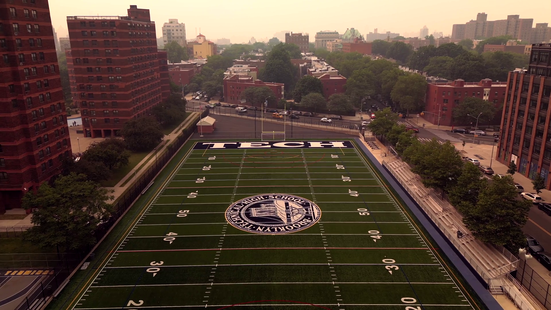 Aerial Shot Brooklyn Tech Football Field Stock Footage SBV-347724959 ...