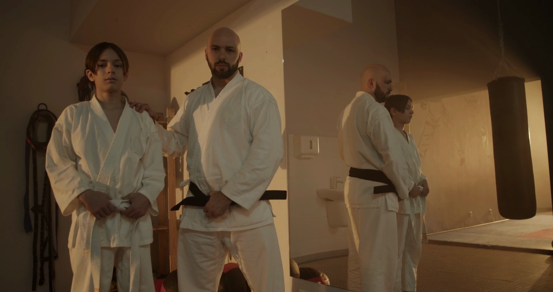 Martial Arts Instructor Poses With Talented Stock Footage SBV-352658558 ...