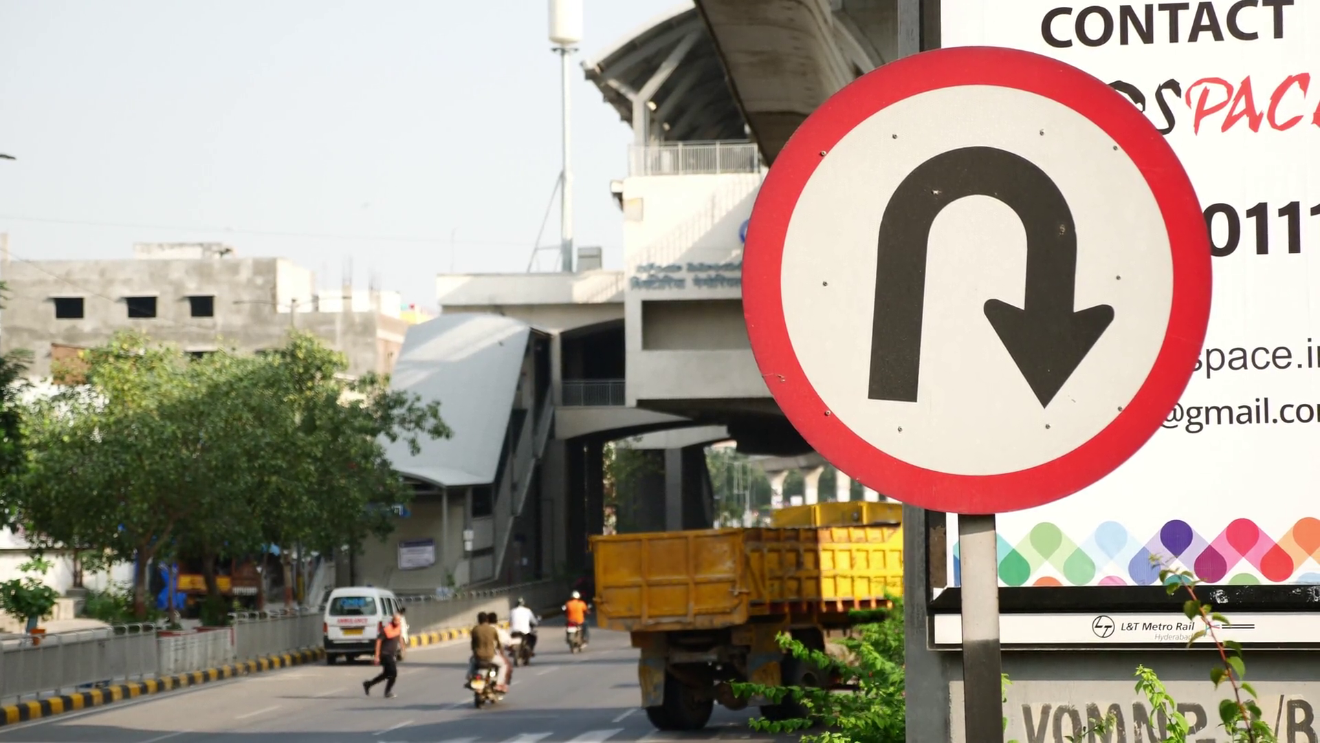 Shot Of Traffic Sign Board With U-turn Symbol Stock Footage SBV ...