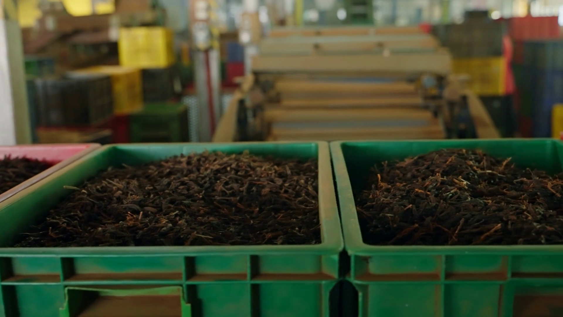 Factory Floor With Colorful Bins Filled With Stock Footage SBV ...