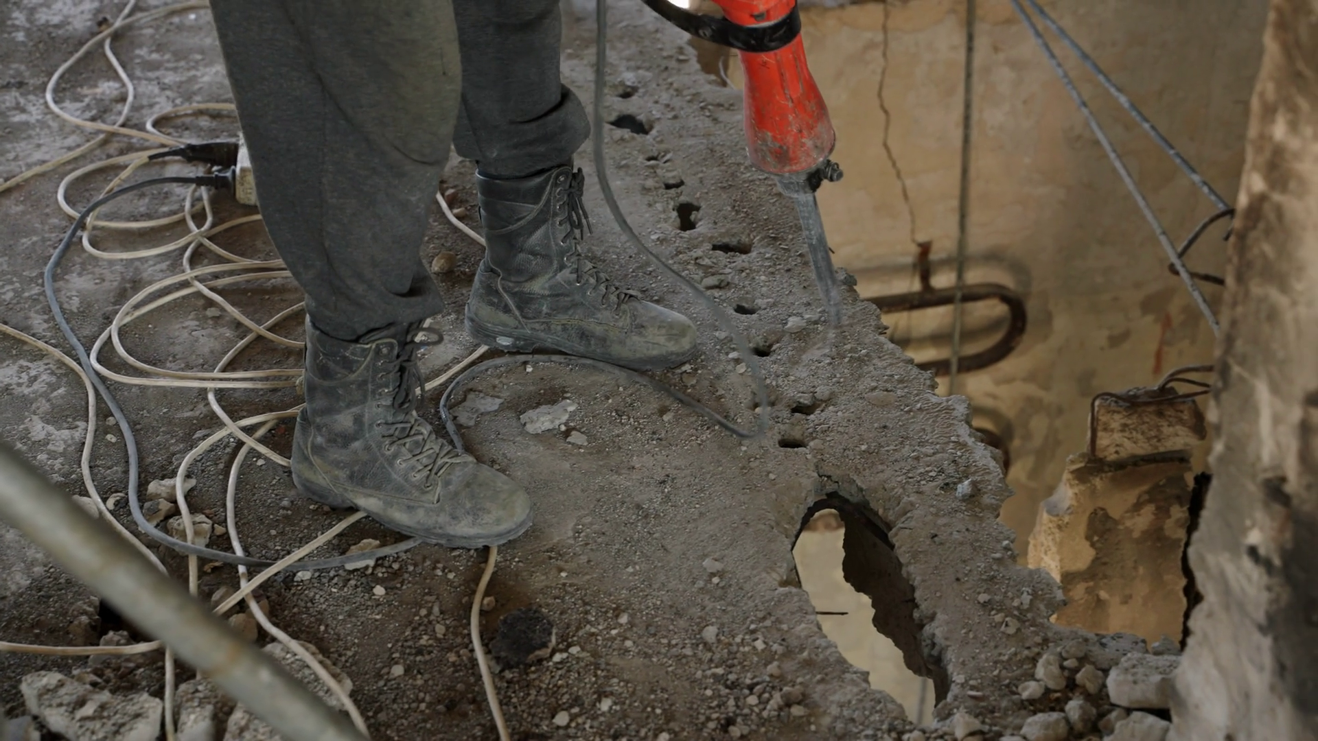 Construction Workers Dismantle Damaged Stock Footage SBV-351731352 ...