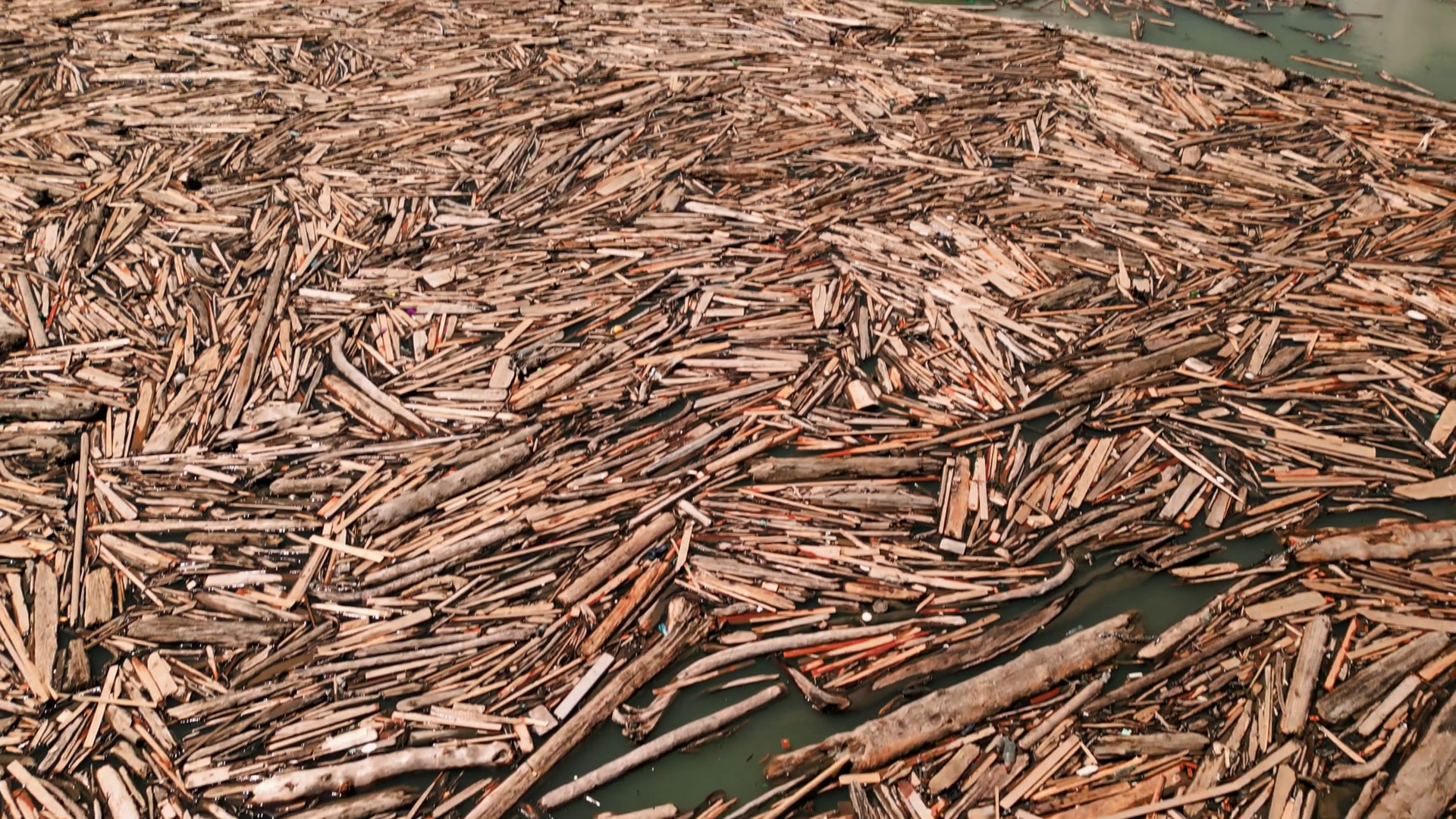 Aerial View Of Large Log Jam Driftwood Stock Footage SBV-349373463 ...