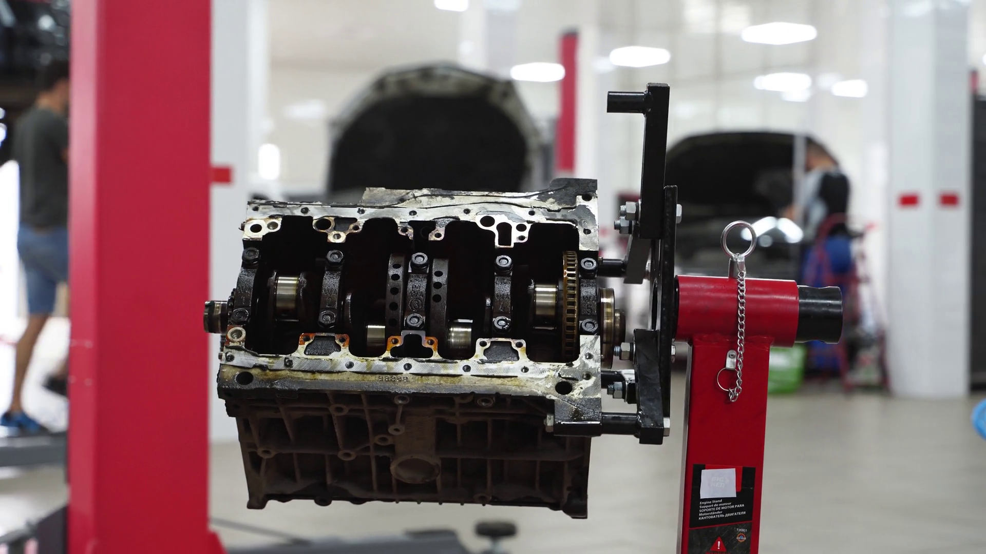 Auto Mechanic Engine Block In Garage Stock Footage SBV-348963774 ...