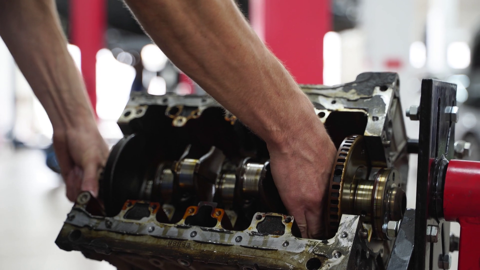 Mechanic Engine Block Removes Crankshaft In Stock Footage SBV-348762968 ...