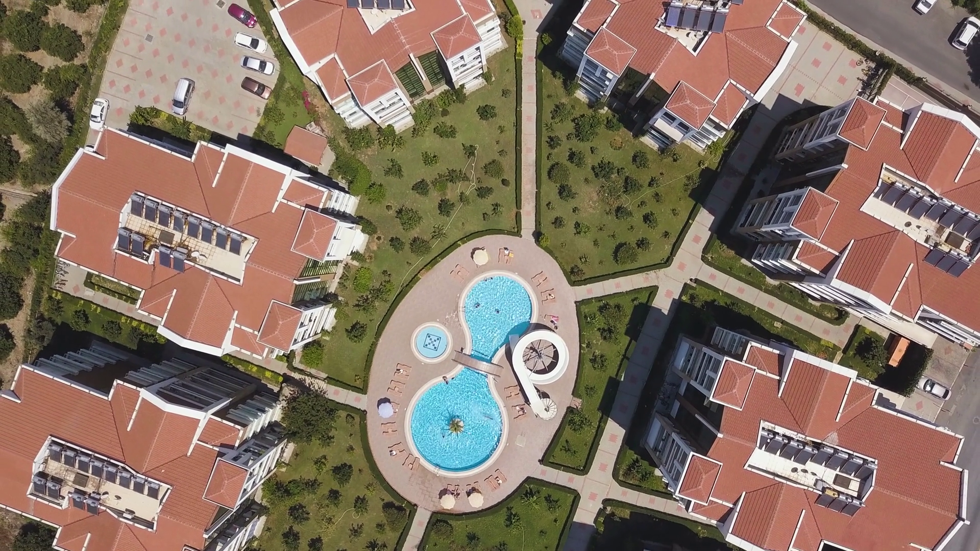 Top Aerial View Of Swimming Pool Located Stock Footage SBV-348446180 ...