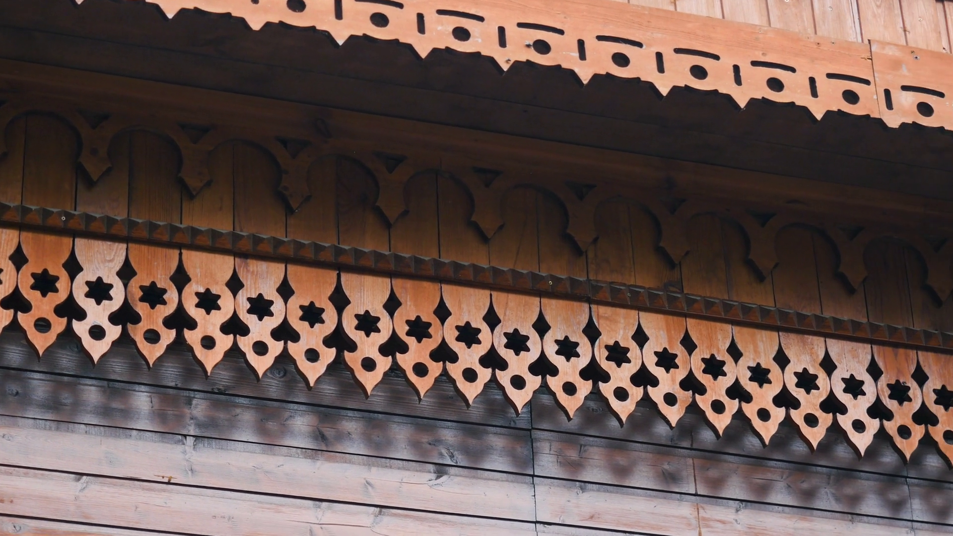 Beautiful Patterns On Wooden House Stock Stock Footage SBV-348449439 ...