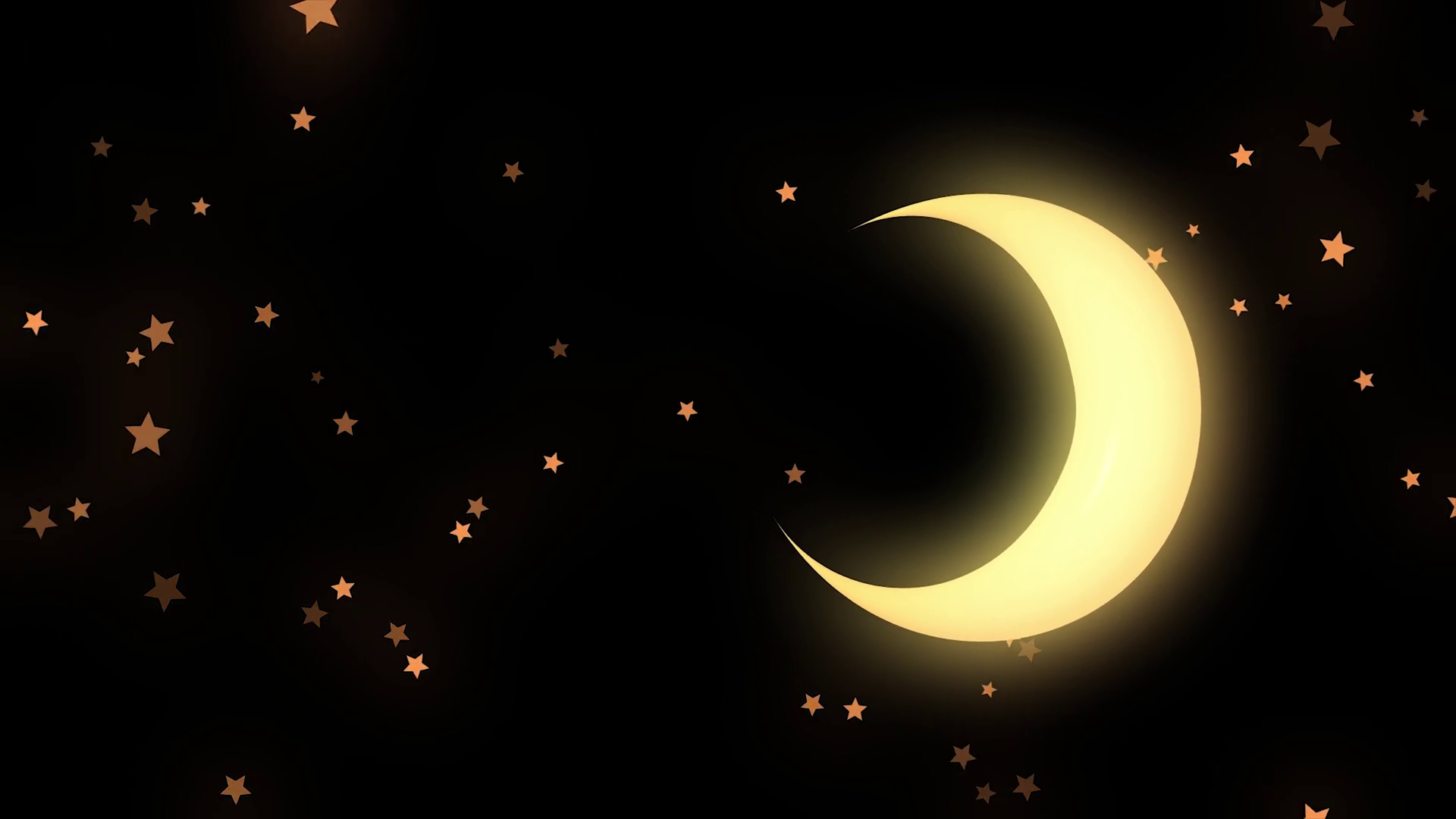 Golden Glowing Crescent Stars On Black Stock Motion Graphics SBV ...