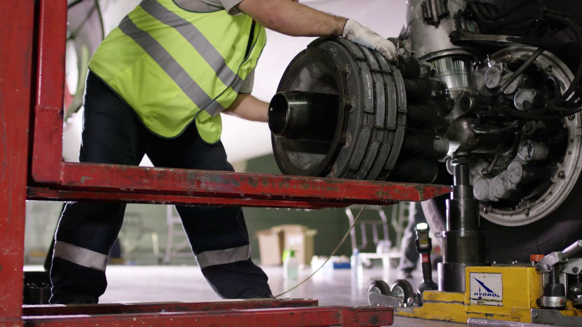 Airport Worker Checking Chassis Engine Stock Footage SBV-348585407 ...