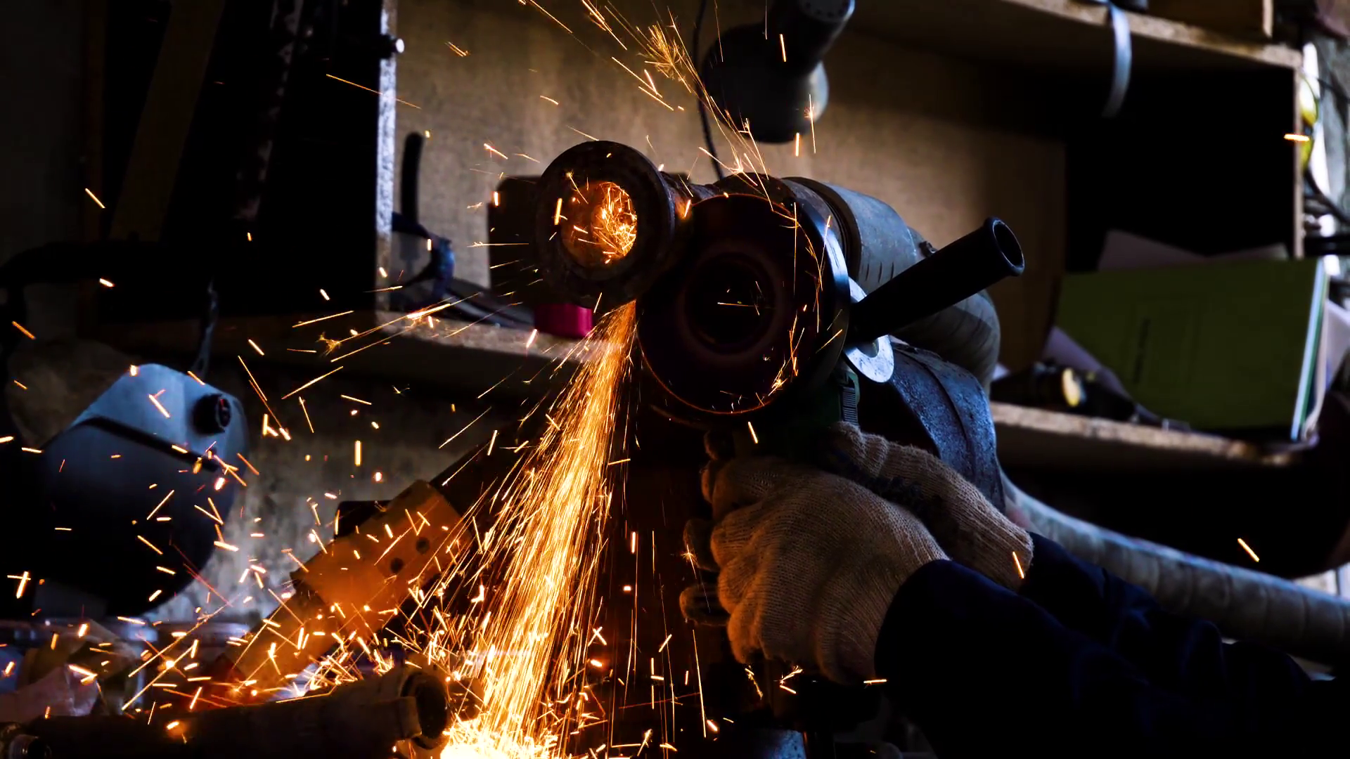 Close-up Of Worker Cutting Metal With Stock Footage SBV-348603006 ...