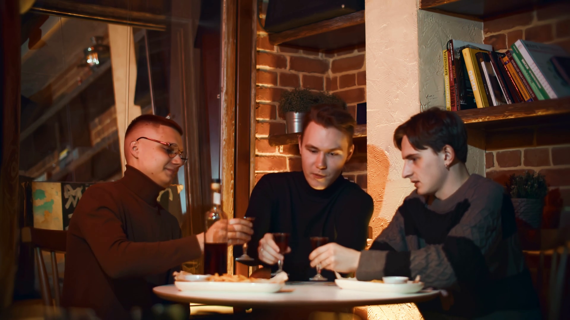 Three Men Are Drinking In Restaurant Media Stock Footage SBV-348890803 ...