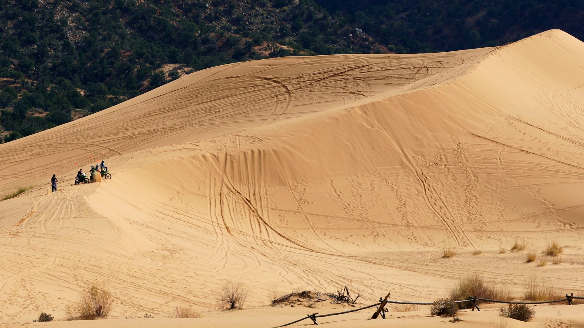 Person Riding Motorcycle Through Sand Dunes Stock Footage SBV-348695566 ...
